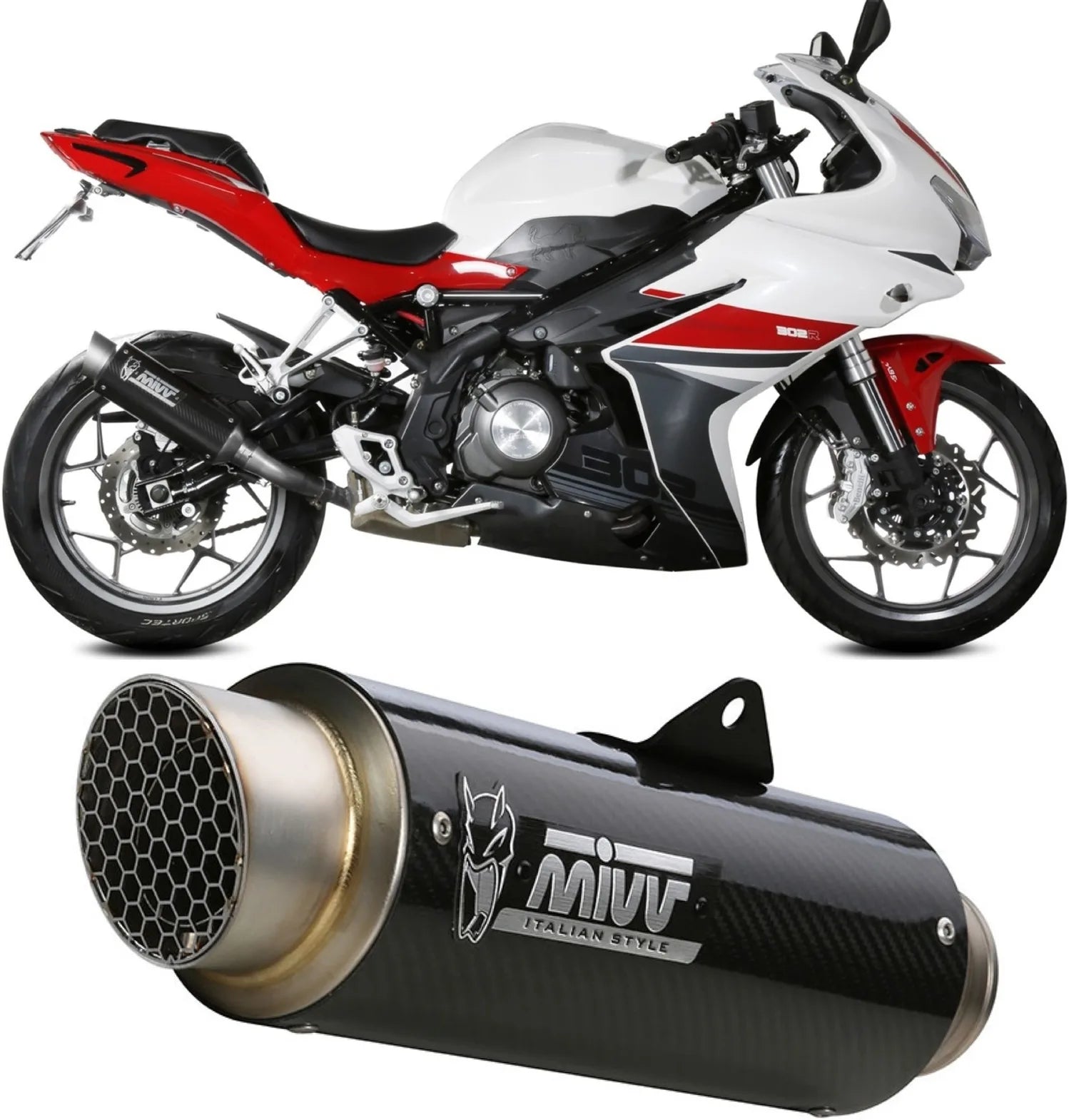 Auspuffendstück Mit Geräuschzulassung Gppro Carbon - Mivv Kompatibel Mit Benelli Bn 302 R (2017-2020)