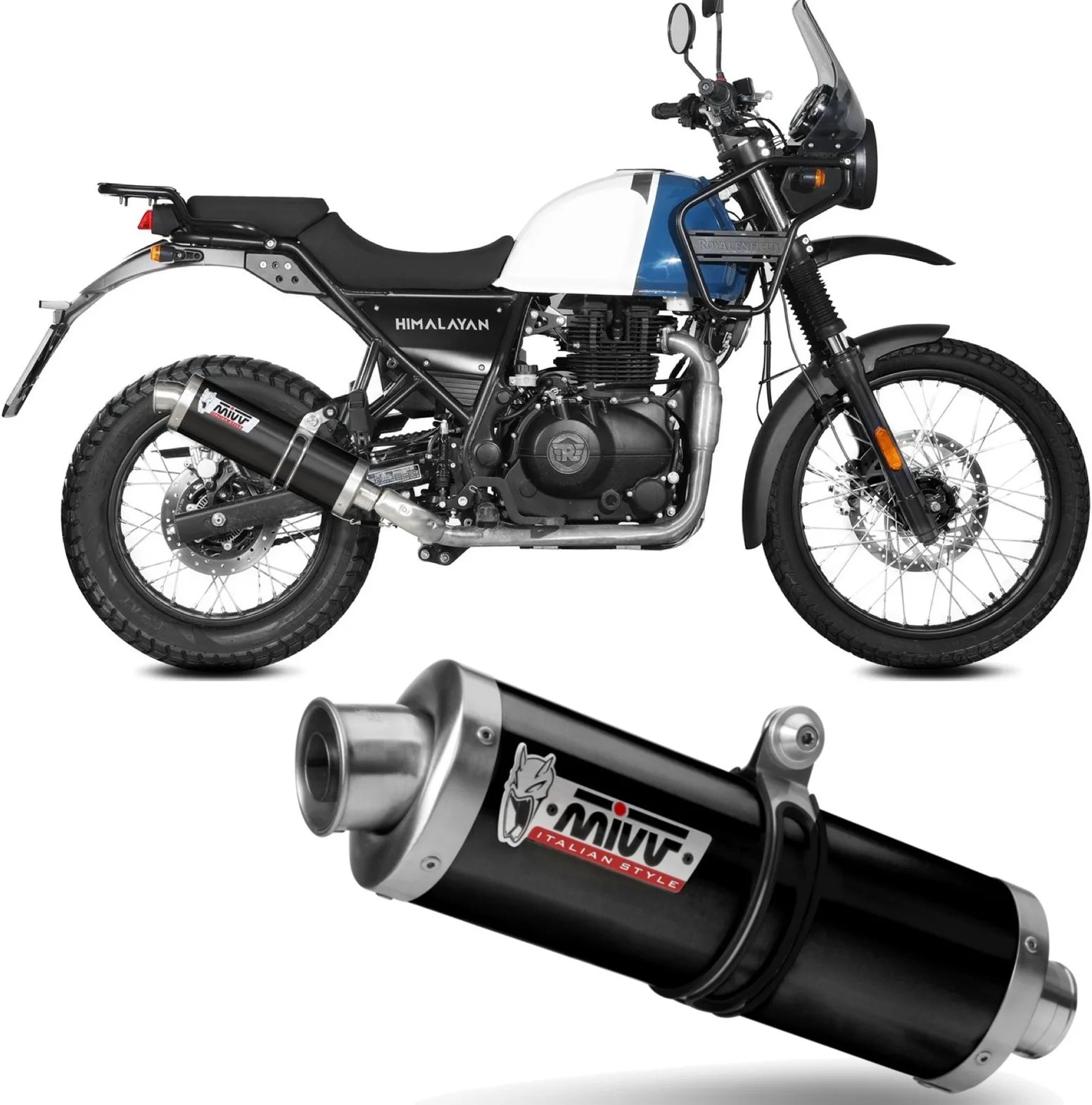Katalysiertes Auspuffendstück Mit Geräuschzulassung Oval Stahl Schwarz - Mivv Kompatibel Mit Royal Enfield Himalayan (2021-2023)