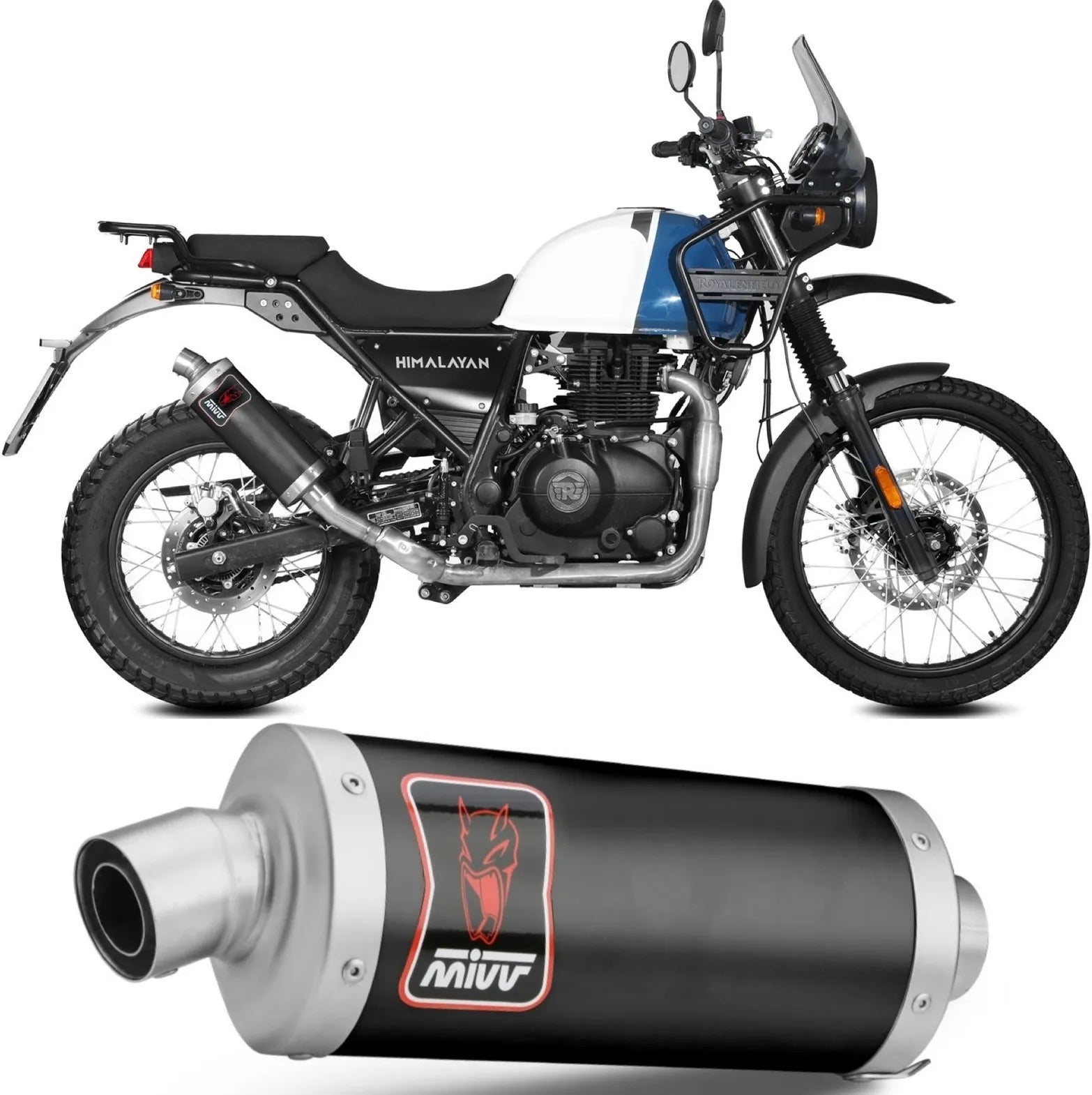 Auspuffendstück Ohne Katalysator Und Mit Geräuschzulassung Dakar Stahl Schwarz - Mivv Kompatibel Mit Royal Enfield Himalayan (2021-2023)