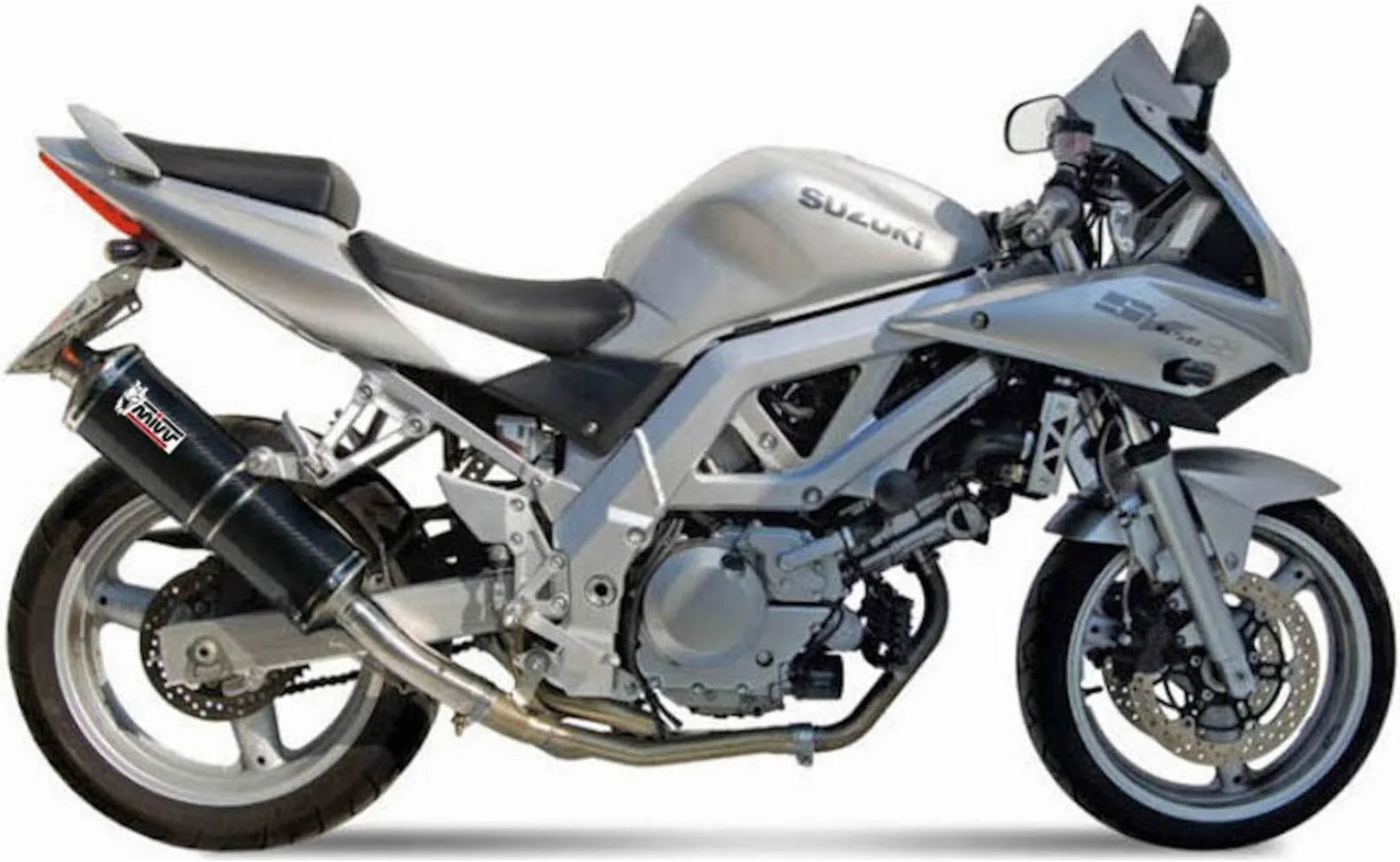 Katalysiertes Auspuffendstück Mit Geräuschzulassung Oval Carbon - Mivv Kompatibel Mit Suzuki Sv 650 (2003)
