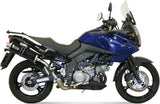 Dual Exhaust System With Sound Certification Oval Carbon - Mivv Compatible With Suzuki Dl 1000 V-Strom (2002-2013)