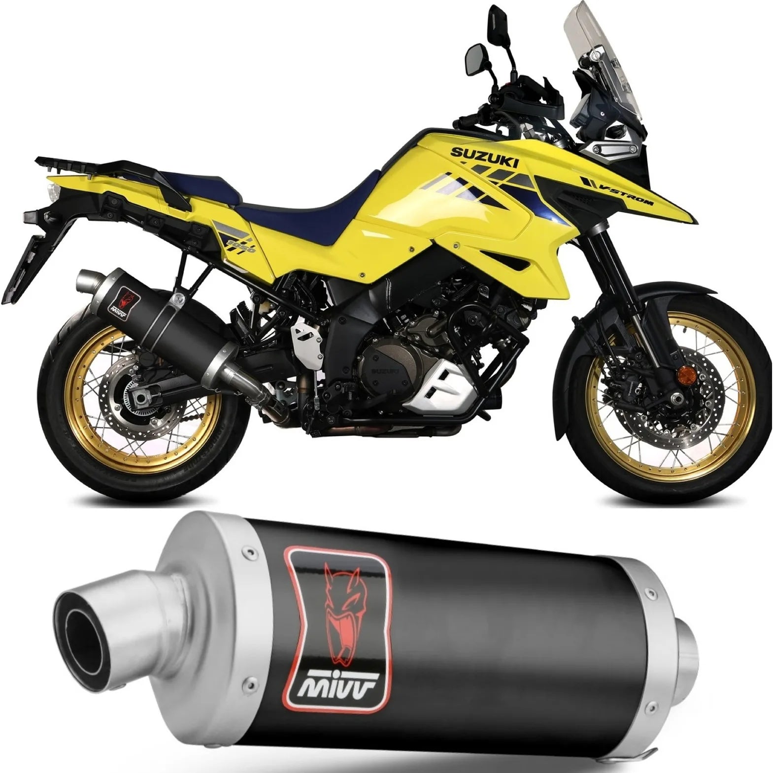 Auspuffendstück Mit Geräuschzulassung Dakar Stahl Schwarz - Mivv Kompatibel Mit Suzuki V-Strom 1000 (2014-2020)