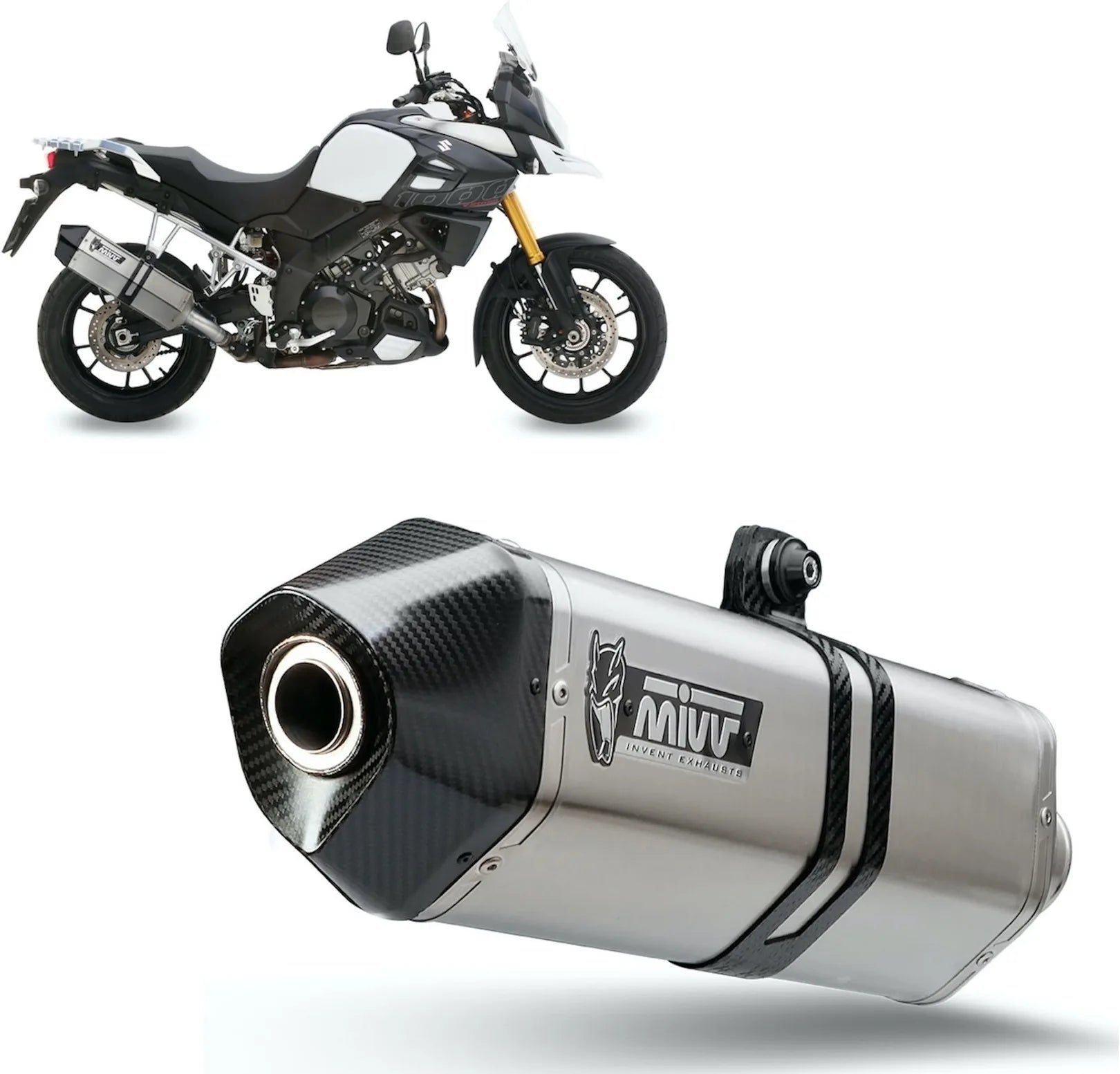 Auspuffendstück Mit Geräuschzulassung Speed Edge Edelstahl Carbon - Mivv Kompatibel Mit Suzuki Dl 1000 V-Strom (2014-2020)