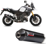 Exhaust Tip With Noise Certification Oval Steel Black Carbon - Mivv Compatible With Suzuki V-Strom 1050 (2020-2024)