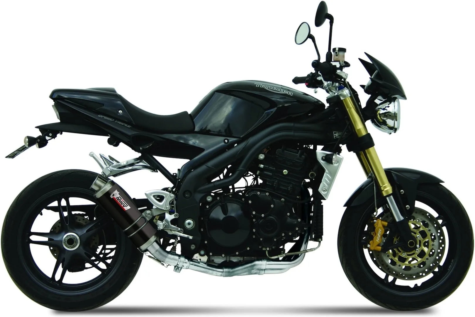 Katalysiertes Auspuffendstück Mit Geräuschzulassung Gp Stahl Schwarz - Mivv Kompatibel Mit Triumph Speed Triple (2005-2006)