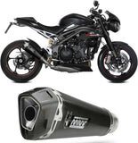 Exhaust Tip With Noise Certification Delta Race Steel Black Carbon - Mivv Compatible With Triumph Speed Triple R - S (2018-2020)