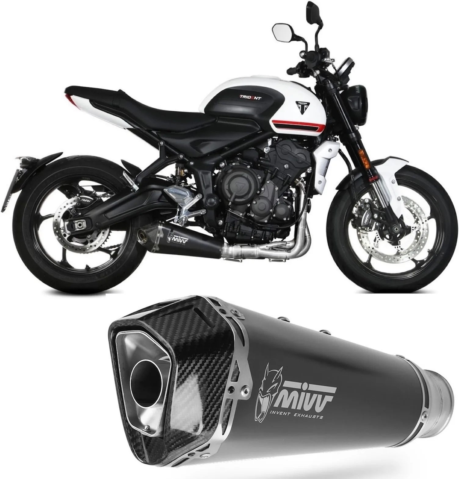 Komplette Abgasanlage Mit Katalysator Und Geräuschzulassung Delta Race Stahl Schwarz Carbon - Mivv Kompatibel Mit Triumph Trident 660 (2021-2024)