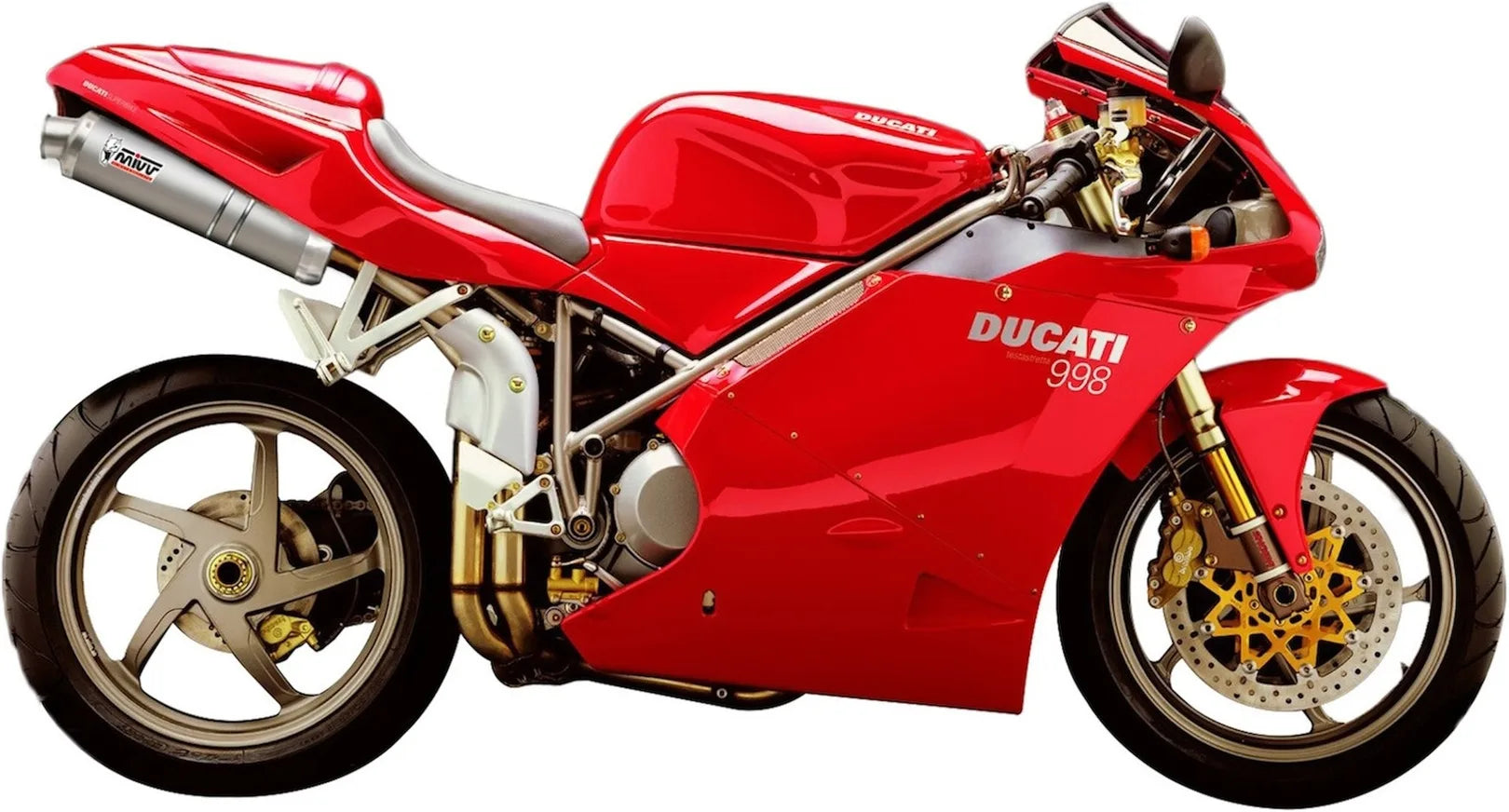 Doppelauspuffanlage Mit Geräuschzulassung Oval Titan - Mivv Kompatibel Mit Ducati 998 (1994-2001)