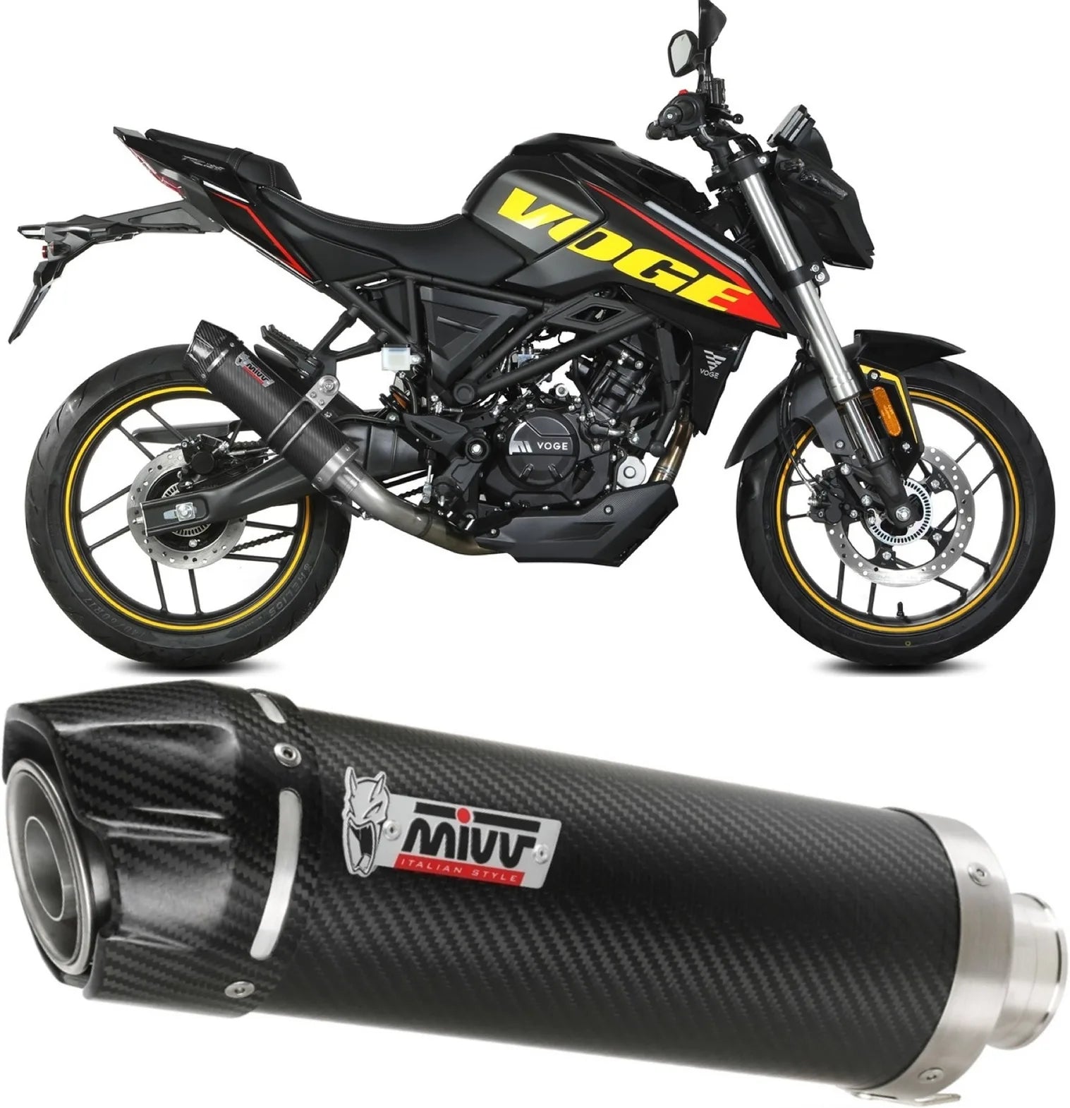 Komplette Abgasanlage Mit Katalysator Und Geräuschzulassung Gp Carbon Carbon - Mivv Kompatibel Mit Voge Brivido 125R (2023-2024)