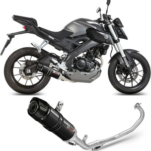 Komplette Abgasanlage Mit Katalysator Und Geräuschzulassung Gp Stahl Schwarz Carbon - Mivv Kompatibel Mit Yamaha Mt-125 (2015-2019)
