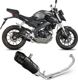 Komplette Auspuffanlage Ohne Katalysator Und Mit Geräuschzulassung Gp Stahl Schwarz Carbon - Mivv Kompatibel Mit Yamaha Yzf-R 125 (2014-2018)