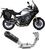 Complete Catalytic Exhaust System With Sound Certification Oval Carbon Carbon - Mivv Compatible With Yamaha Tracer 9 - Gt (2021-2023)