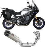 Komplette Auspuffanlage Ohne Katalysator Und Mit Geräuschzulassung Oval Titan Carbon - Mivv Kompatibel Mit Yamaha Tracer 9 - Gt (2021-2023)