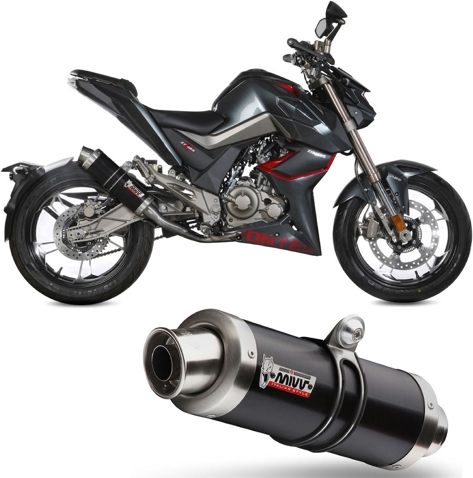 Complete Catalytic Exhaust System With Sound Certification Gp Steel Black - Mivv Compatible With Zontes Zt 125 U (2021-2024)