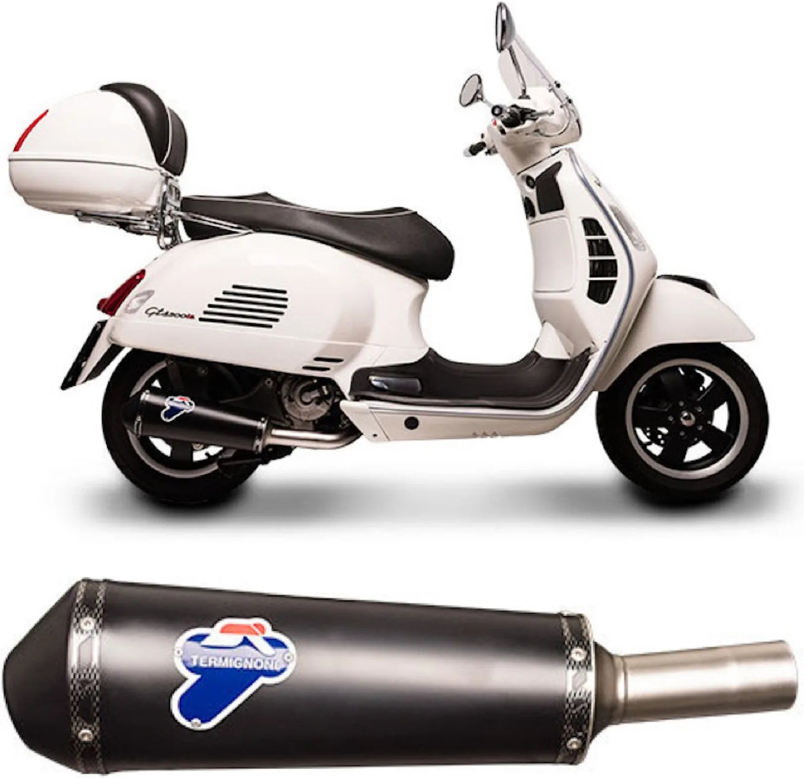 Komplette Auspuffanlage Ohne Katalysator Und Ohne Geräuschzulassung Oval Edelstahl Schwarz - Termignoni Kompatibel Mit Piaggio Vespa 250 (2008-2022)
