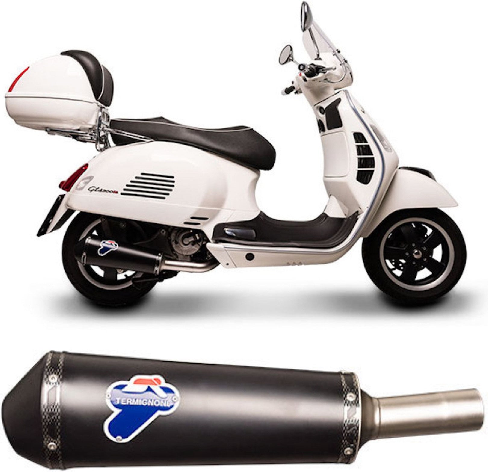Complete Exhaust System Without Catalytic Converter And Without Sound Certification Oval Steel Black - Termignoni Compatible With Piaggio Vespa 250 (2008-2022)
