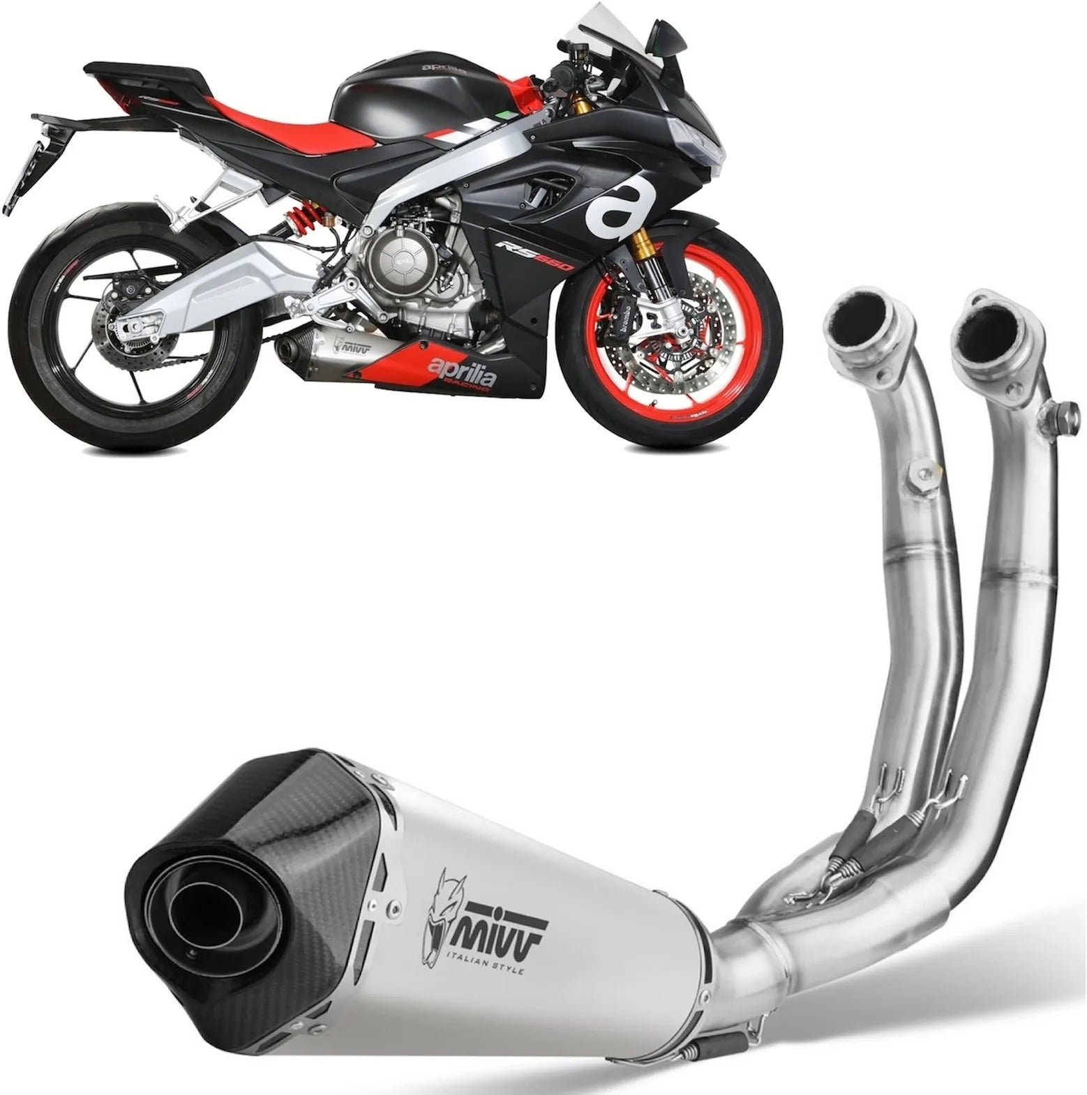 Komplette Auspuffanlage Ohne Katalysator Und Ohne Geräuschzulassung Delta Race Edelstahl Carbon - Mivv Kompatibel Mit Aprilia Rs 660 (2020-2024)