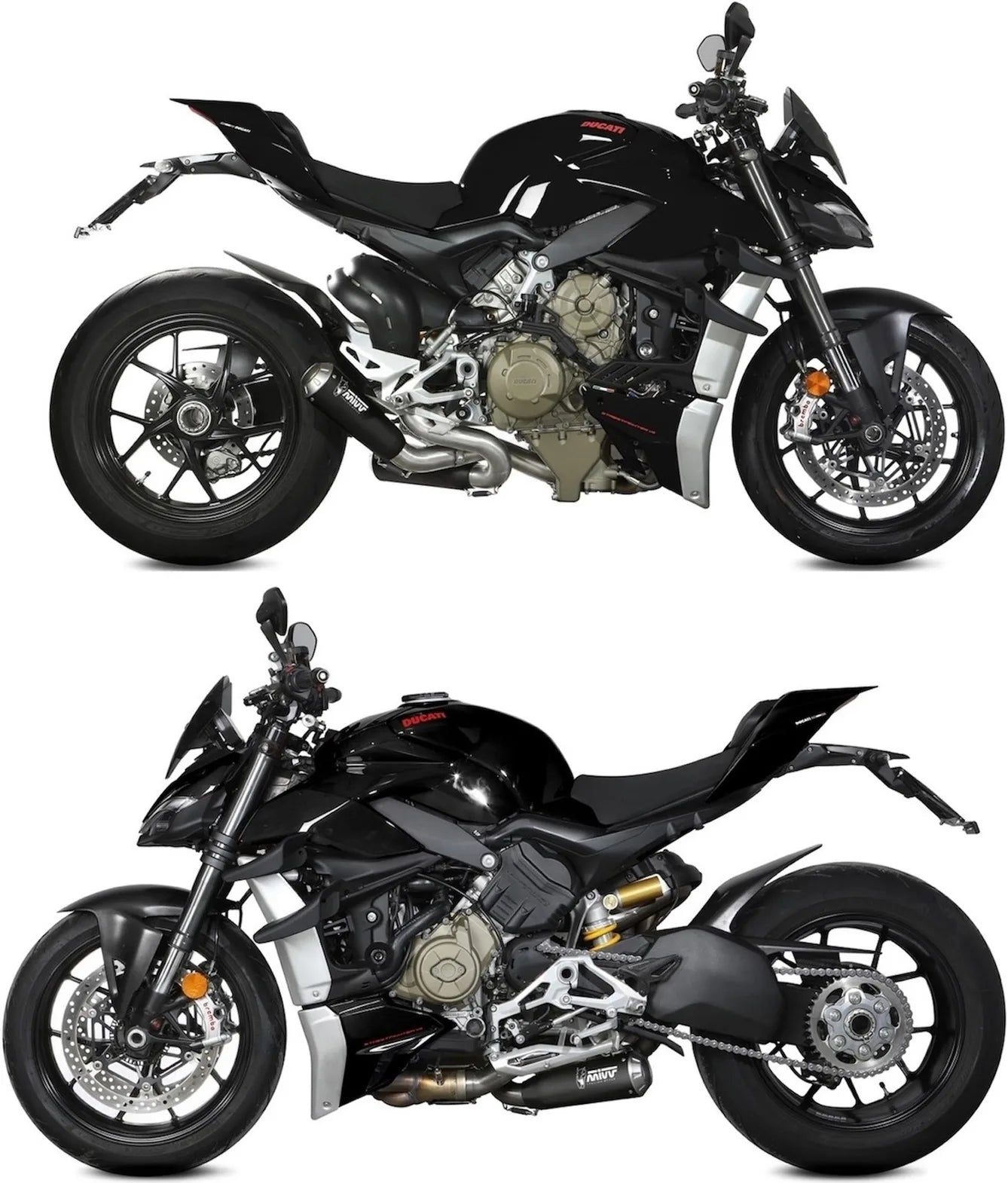 Doppelauspuffanlage Ohne Katalysator Und Ohne Geräuschzulassung X-M1 Stahl Schwarz - Mivv Kompatibel Mit Ducati Streetfighter V4 (2020-2022)