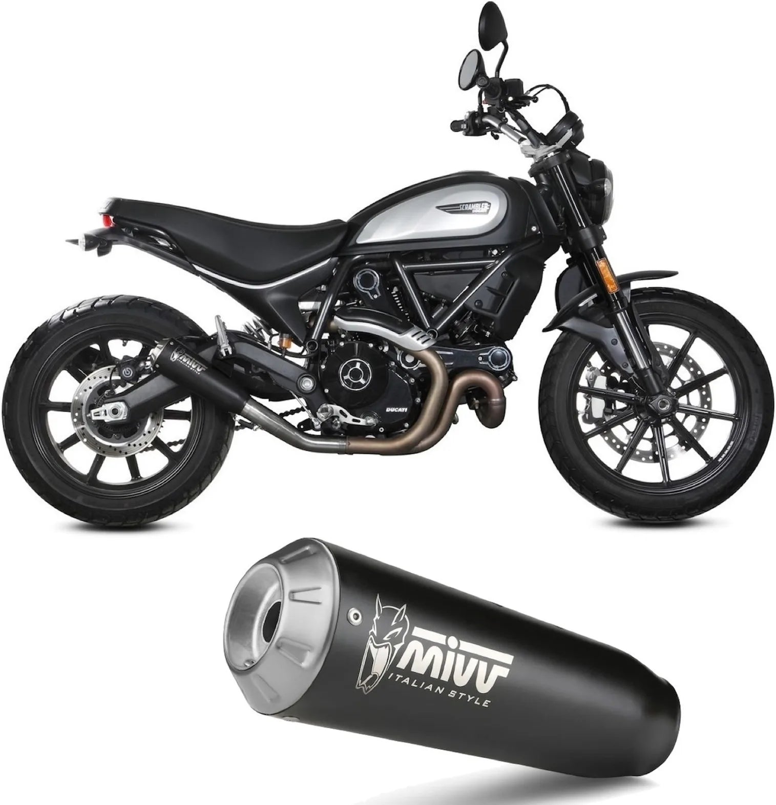 Auspuffendstück Ohne Katalysator Und Ohne Geräuschzulassung X-M1 Stahl Schwarz - Mivv Kompatibel Mit Ducati Scrambler 800 Icon (2021-2022)