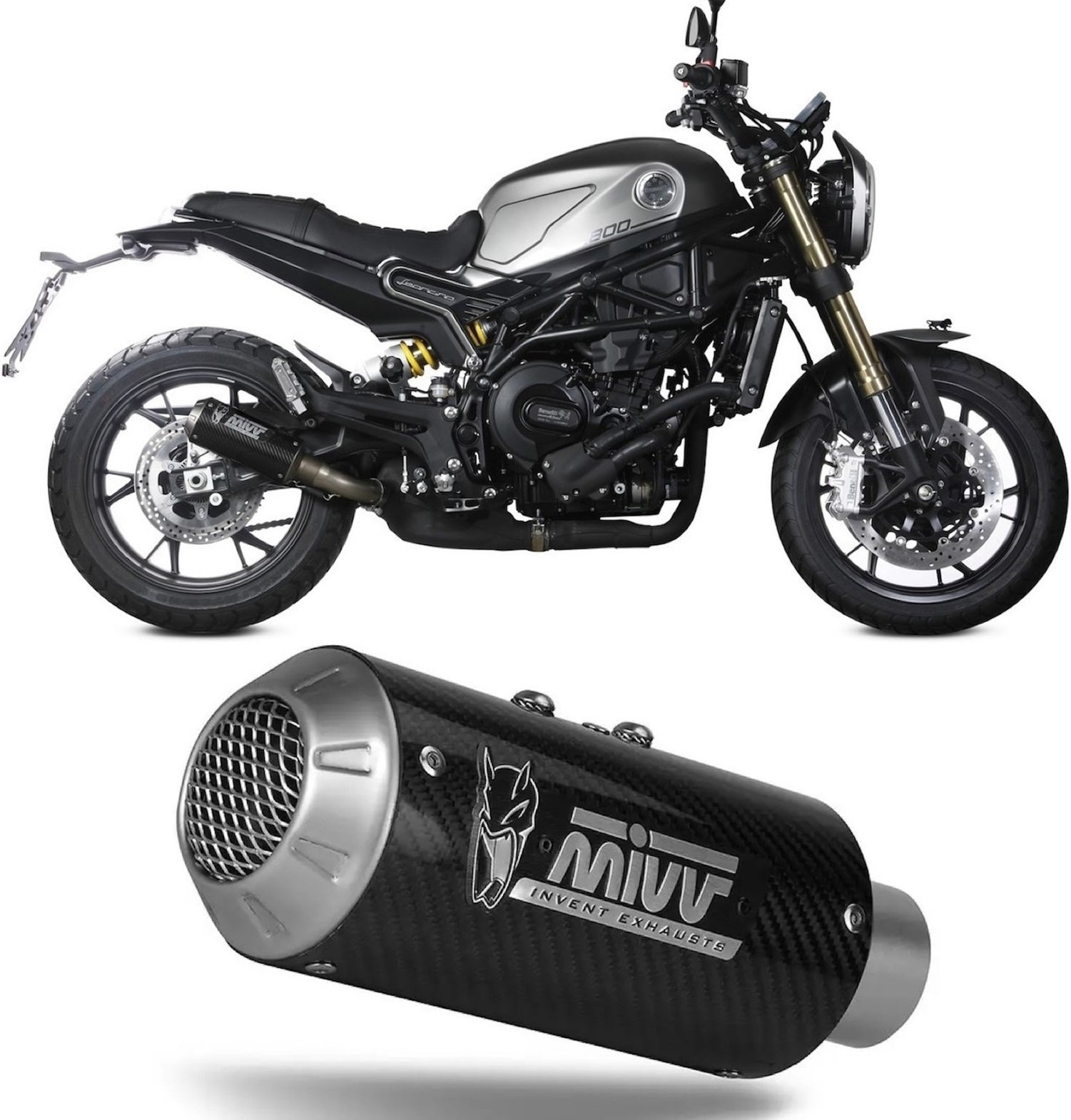 Uncatalysed Exhaust System Without Sound Certification Mk3 Carbon - Mivv Compatible With Benelli Leoncino 800 (2022-2024)