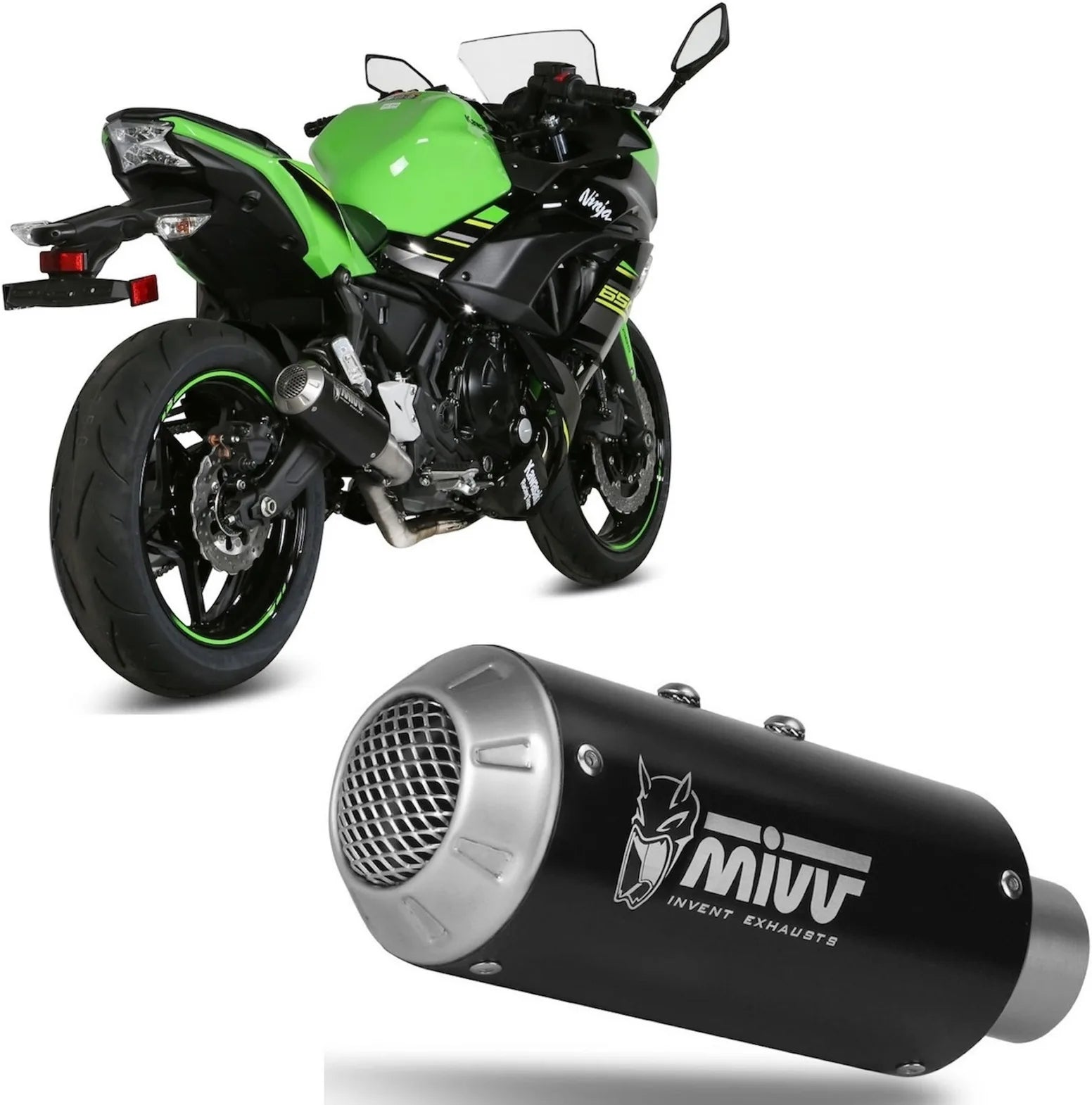 Komplette Auspuffanlage Ohne Katalysator Und Ohne Geräuschzulassung Mk3 Stahl Schwarz - Mivv Kompatibel Mit Kawasaki Z 650 (2017-2023)