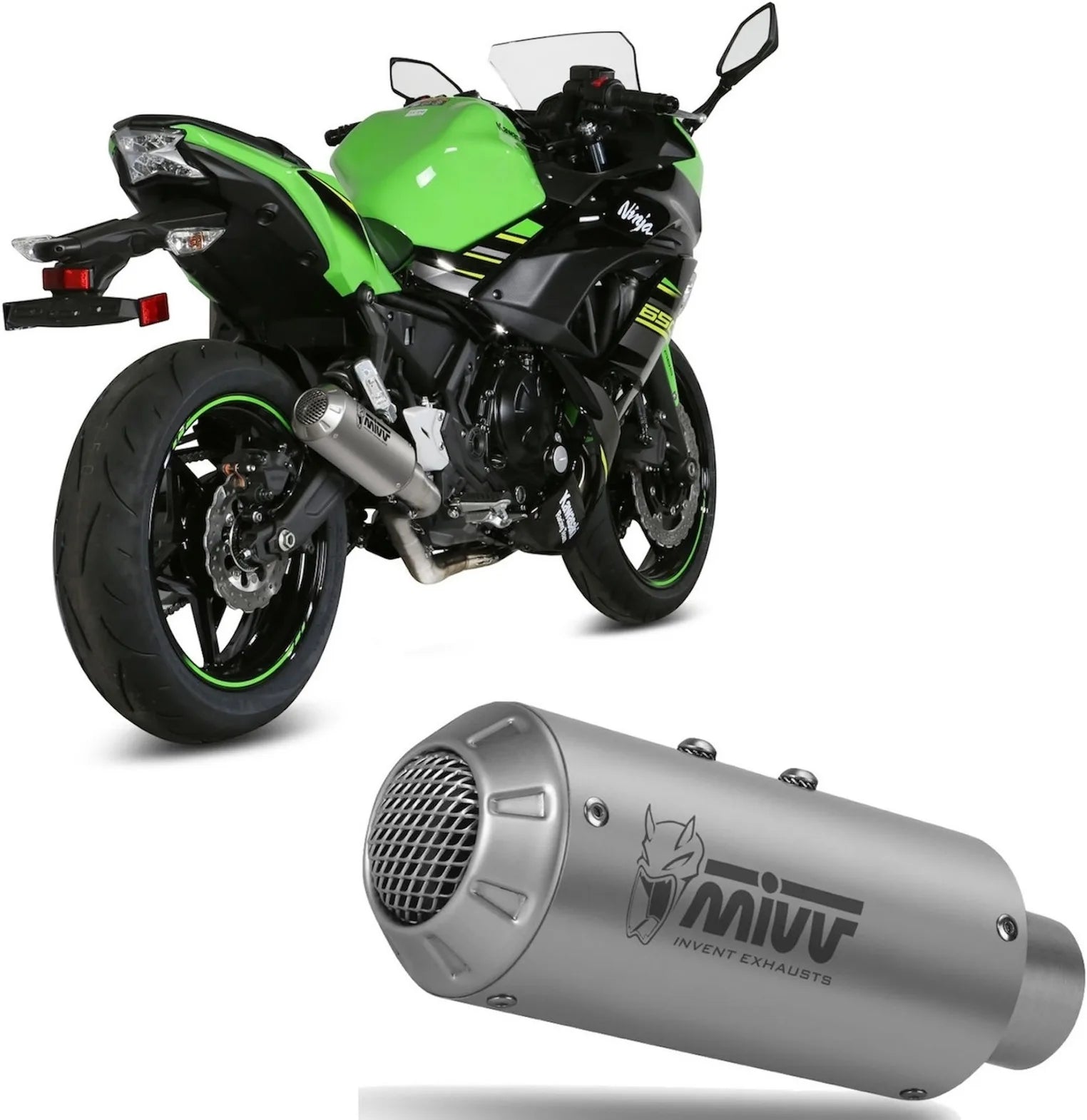 Komplette Auspuffanlage Ohne Katalysator Und Ohne Geräuschzulassung Mk3 Edelstahl - Mivv Kompatibel Mit Kawasaki Ninja 650 (2017-2023)
