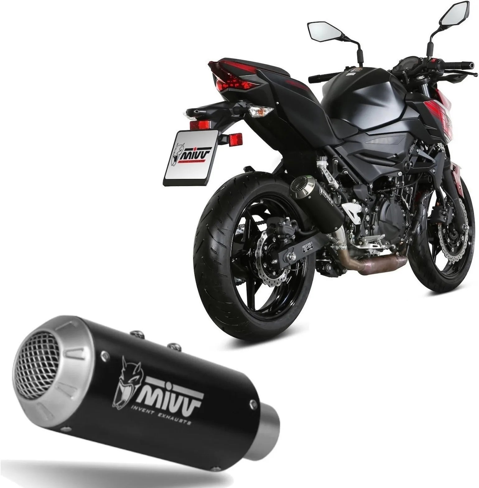 Auspuffendstück Ohne Katalysator Und Ohne Geräuschzulassung Mk3 Stahl Schwarz - Mivv Kompatibel Mit Kawasaki Z 400 (2019-2023)