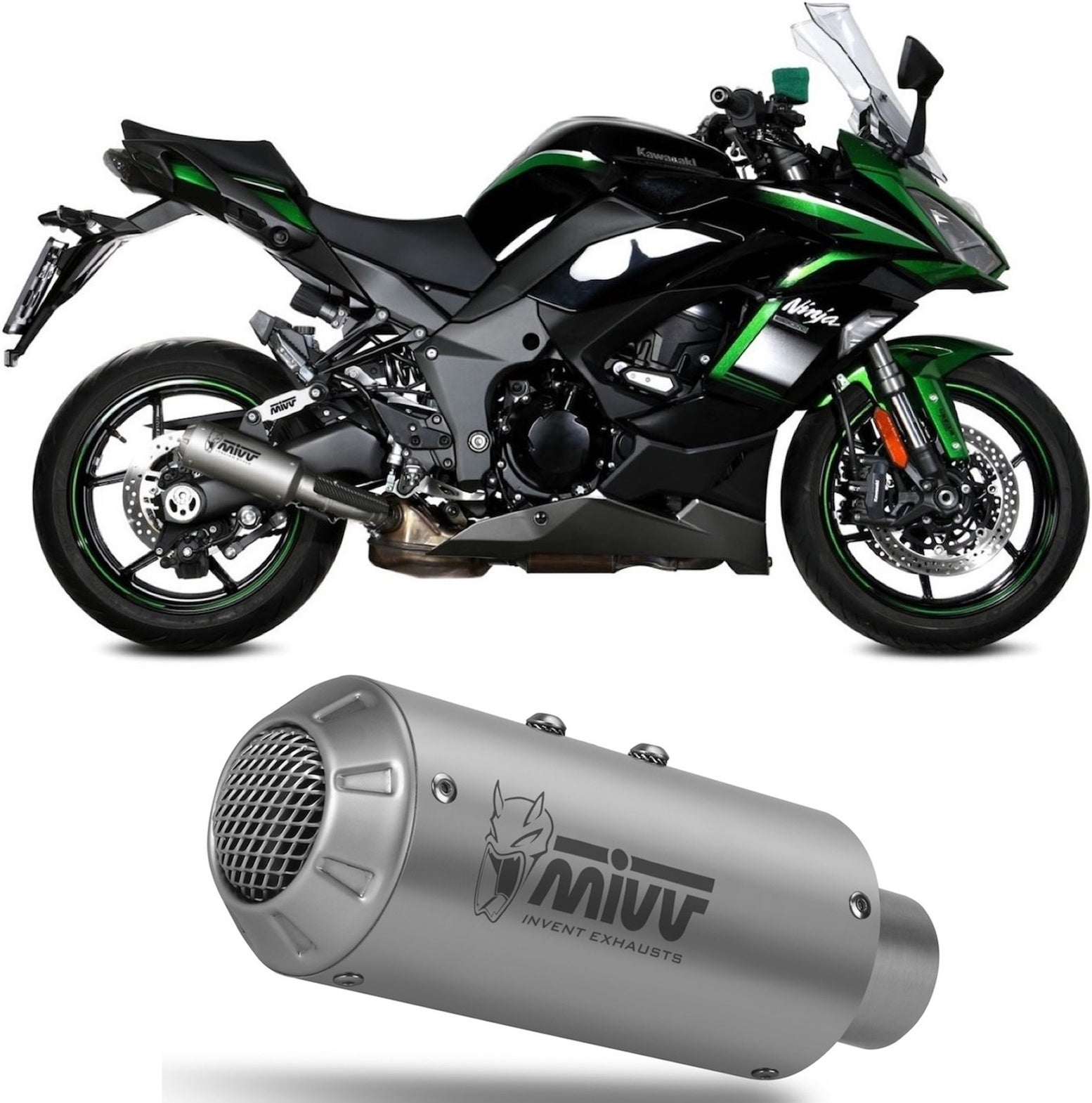 Uncatalysed Exhaust System Without Sound Certification Mk3 Stainless Steel - Mivv Compatible With Kawasaki Ninja 1000 Tourer (2020-2024)