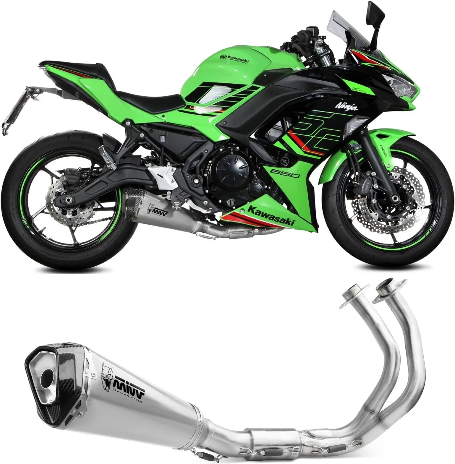 Komplette Auspuffanlage Ohne Katalysator Und Ohne Geräuschzulassung Delta Race Edelstahl Carbon - Mivv Kompatibel Mit Kawasaki Ninja 650 (2024)