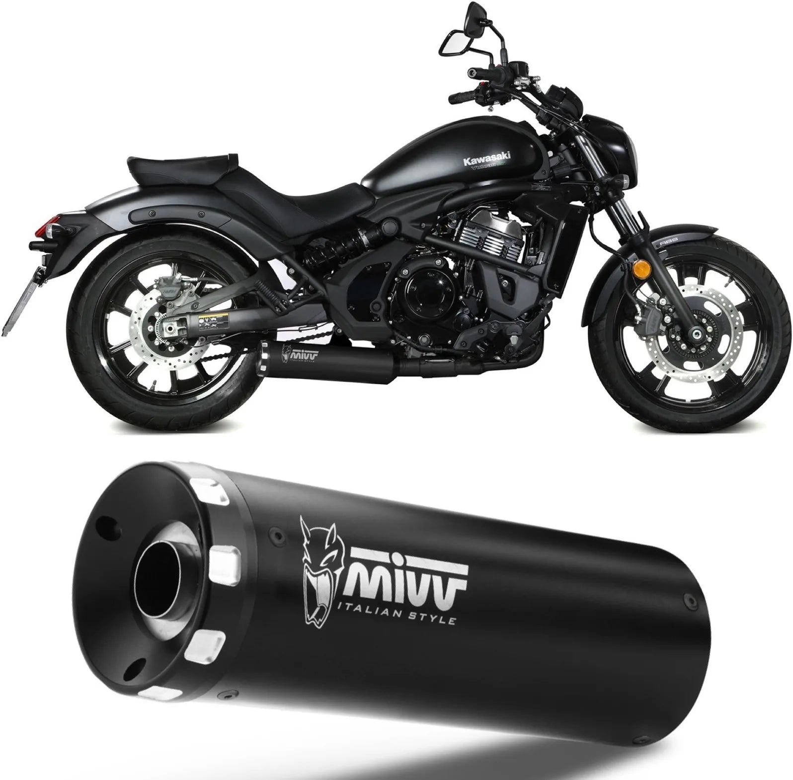 Komplette Auspuffanlage Ohne Katalysator Und Ohne Geräuschzulassung Hr-1 Stahl Schwarz - Mivv Kompatibel Mit Kawasaki Vulcan S (2017-2023)