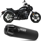 Komplette Auspuffanlage Ohne Katalysator Und Ohne Geräuschzulassung Hr-1 Stahl Schwarz Carbon - Mivv Kompatibel Mit Kawasaki Vulcan S (2017-2023)