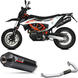 Komplette Auspuffanlage Ohne Katalysator Und Ohne Geräuschzulassung Oval Stahl Schwarz Carbon - Mivv Kompatibel Mit Ktm 690 Smc R (2020-2024)