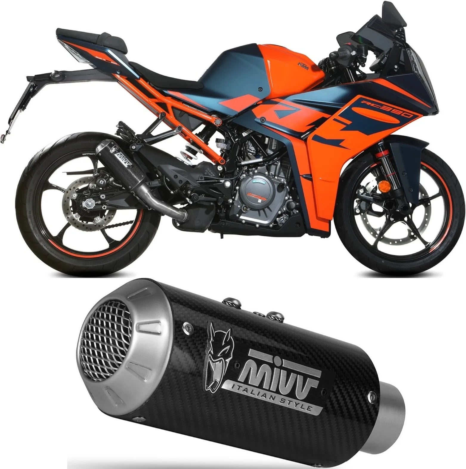 Auspuffendstück Ohne Katalysator Und Ohne Geräuschzulassung Mk3 Carbon - Mivv Kompatibel Mit Ktm Rc 390 (2021-2024)