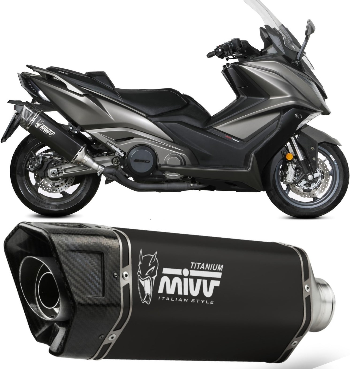 Uncatalysed Exhaust System Without Sound Certification Sr-1 Titanium Black - Mivv Compatible With Kymco Ak 550 (2021-2024)
