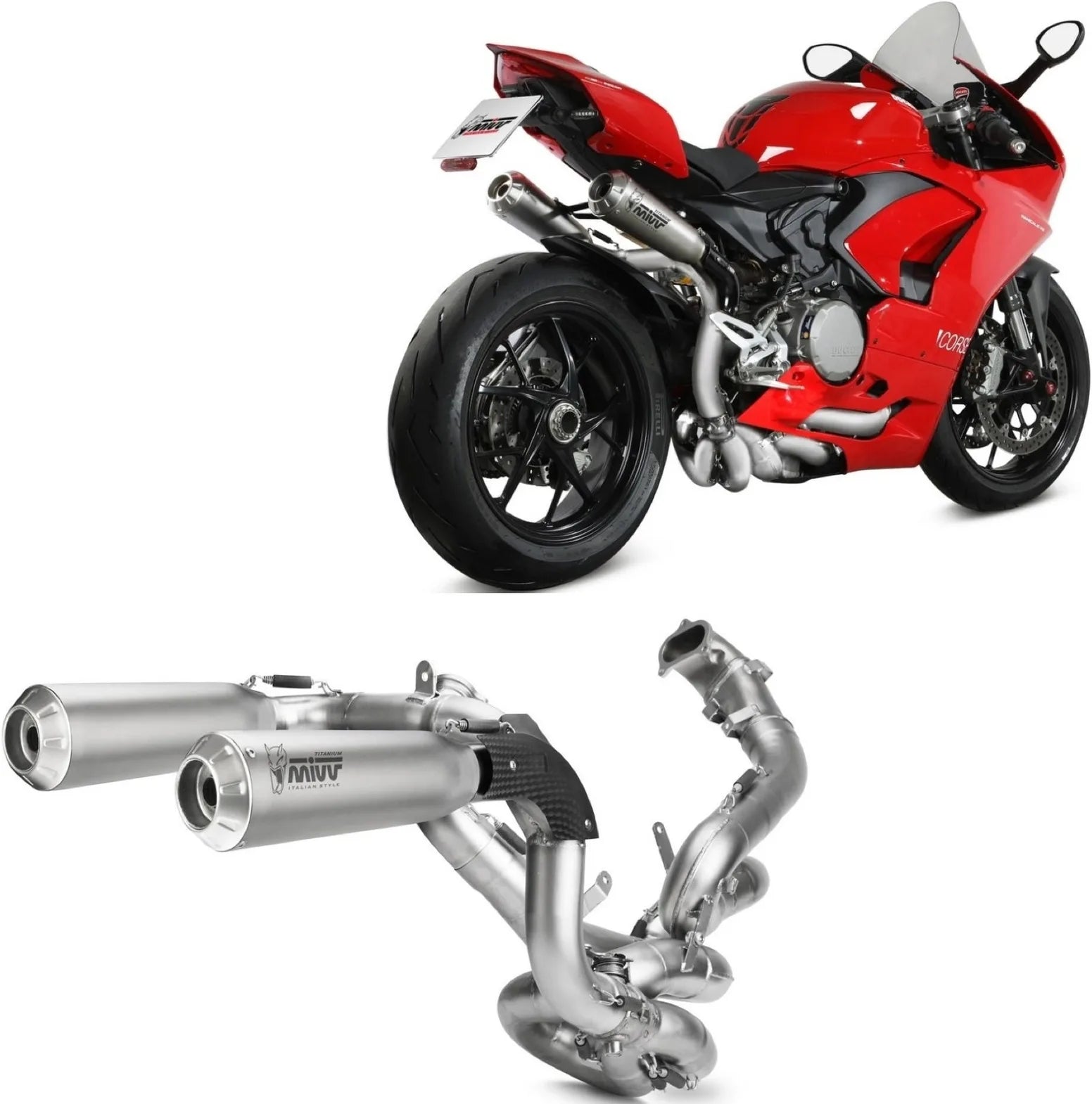 Komplette Auspuffanlage Ohne Katalysator Und Ohne Geräuschzulassung X-M1 Titan - Mivv Kompatibel Mit Ducati Panigale V2 (2020-2024)