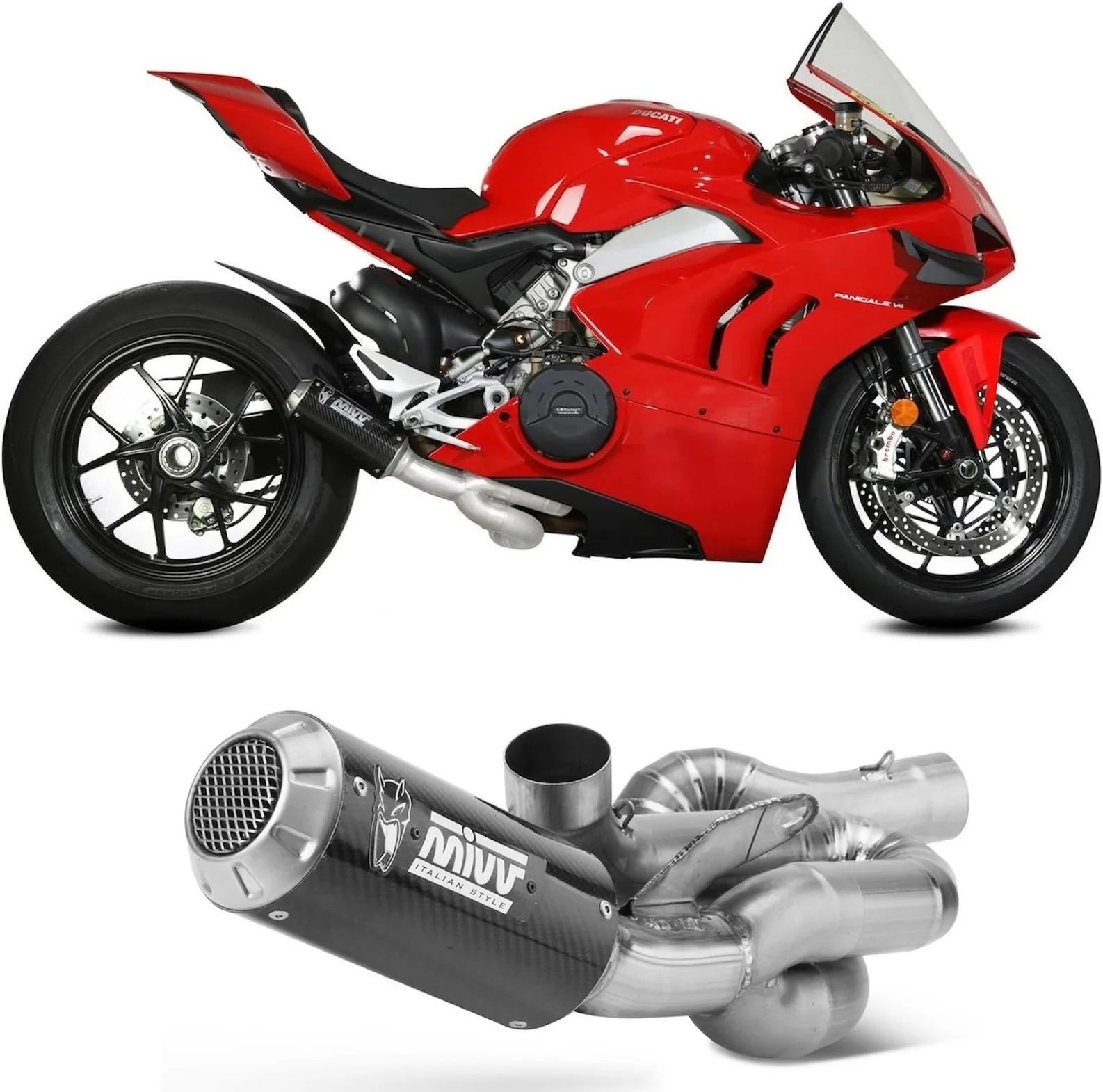 Komplette Auspuffanlage Ohne Katalysator Und Ohne Geräuschzulassung Mk3 Carbon - Mivv Kompatibel Mit Ducati Streetfighter V4 (2020-2022)