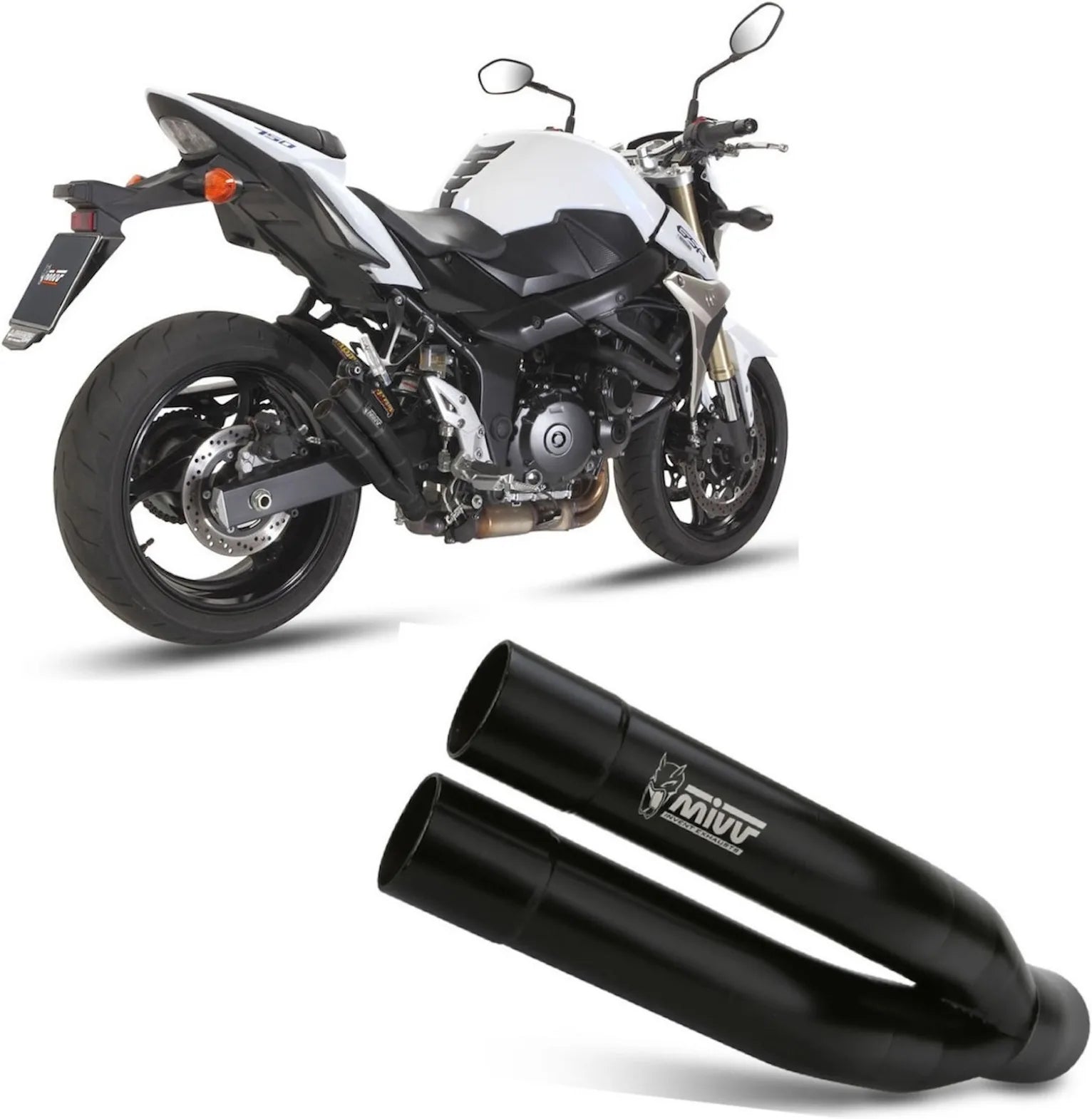 Auspuffendstück Ohne Katalysator Und Ohne Geräuschzulassung Double Gun Stahl Schwarz - Mivv Kompatibel Mit Suzuki Gsr 750 (2011-2016)