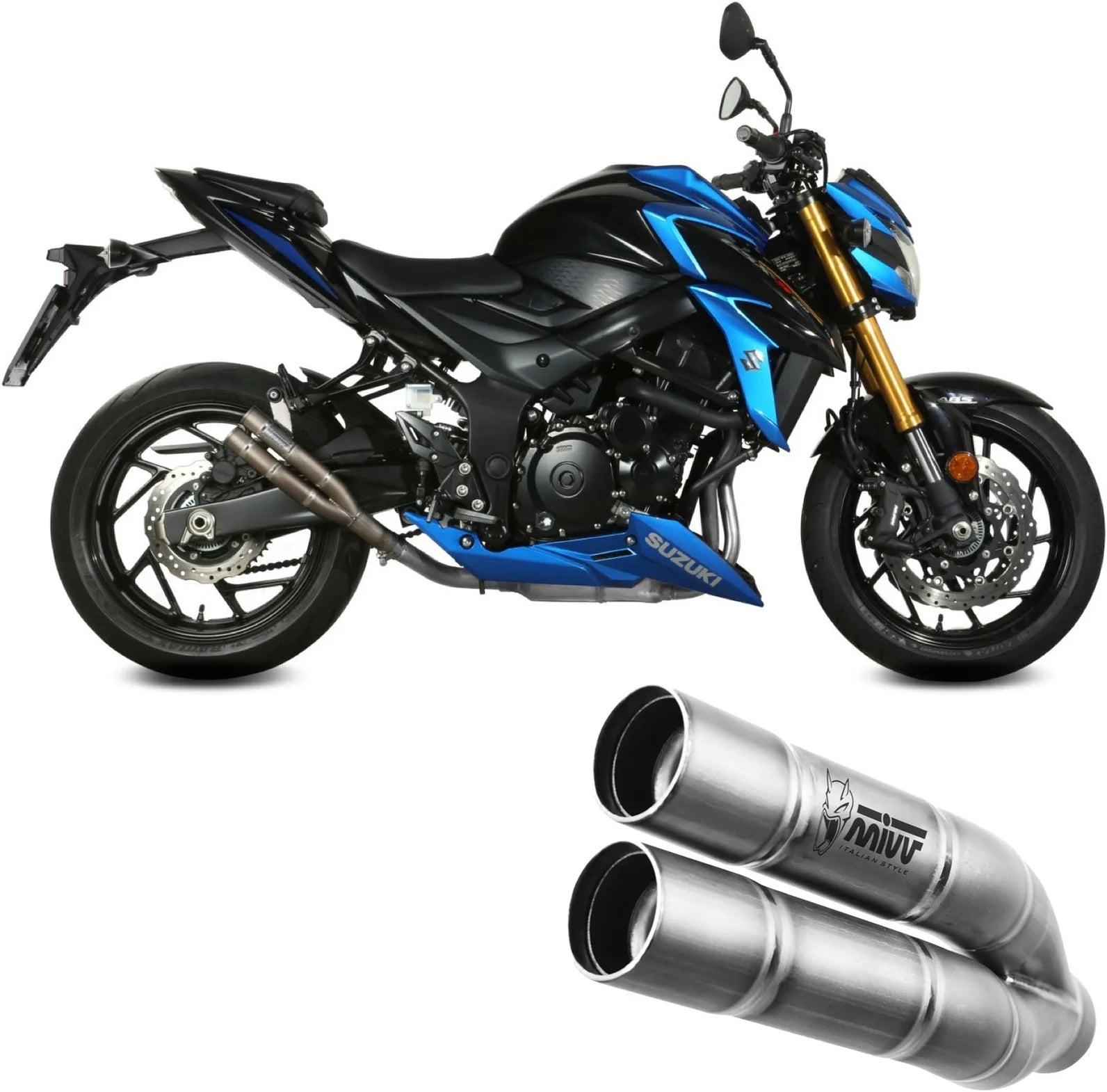 Auspuffendstück Ohne Katalysator Und Ohne Geräuschzulassung Double Gun Edelstahl - Mivv Kompatibel Mit Suzuki Gsx-S 750 (2017-2020)