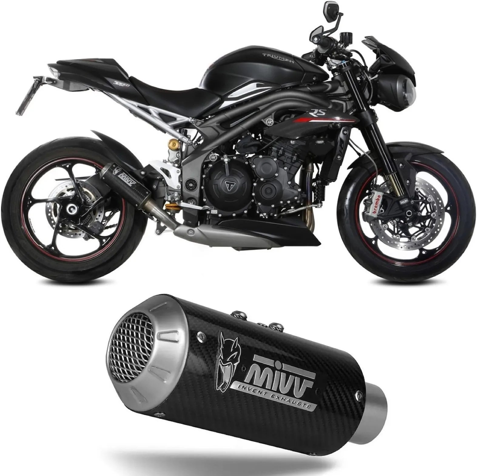 Auspuffendstück Ohne Katalysator Und Ohne Geräuschzulassung Mk3 Carbon - Mivv Kompatibel Mit Triumph Speed Triple R - S (2018-2020)