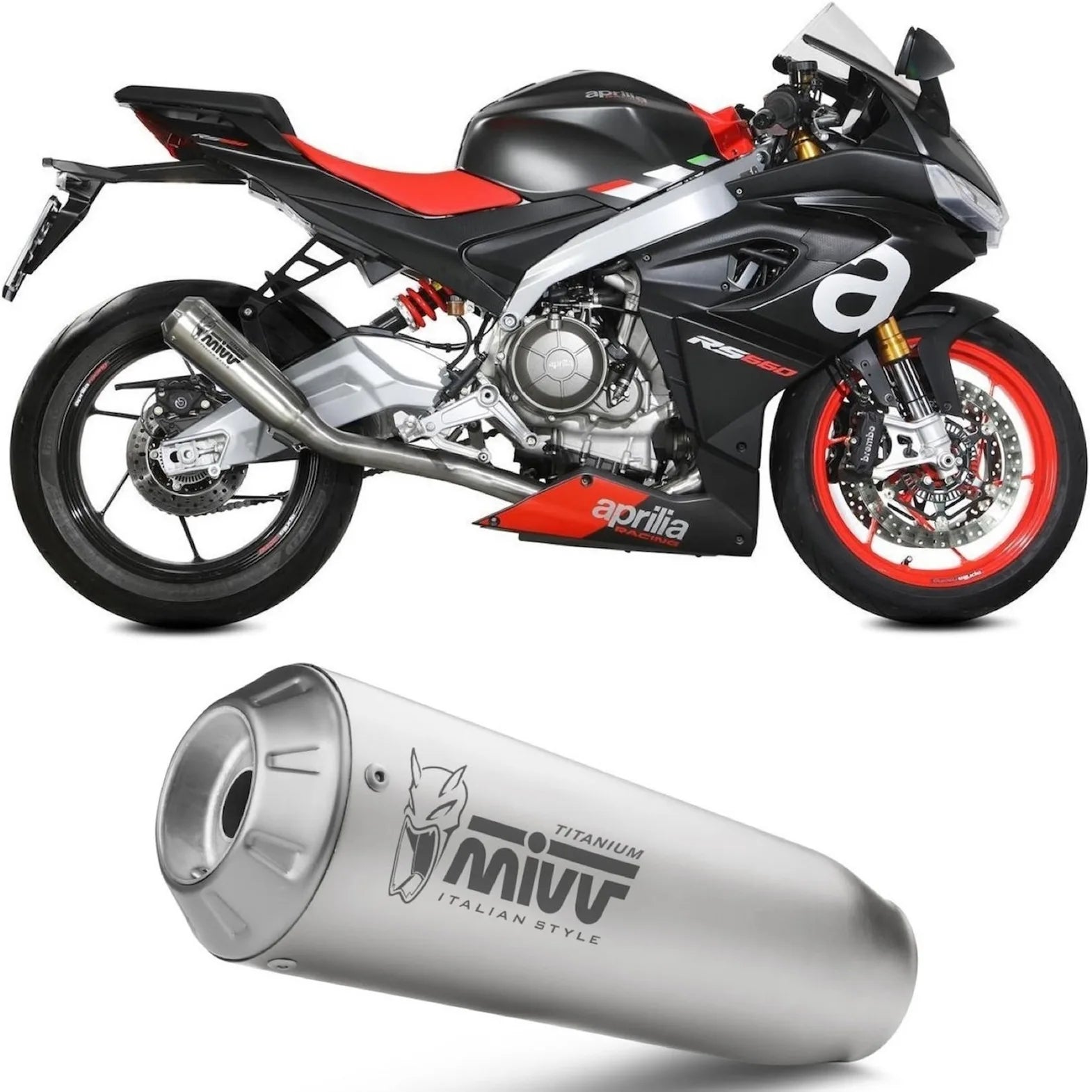 Komplette Auspuffanlage Ohne Katalysator Und Ohne Geräuschzulassung X-M1 Titan - Mivv Kompatibel Mit Aprilia Tuono 660 (2021-2024)