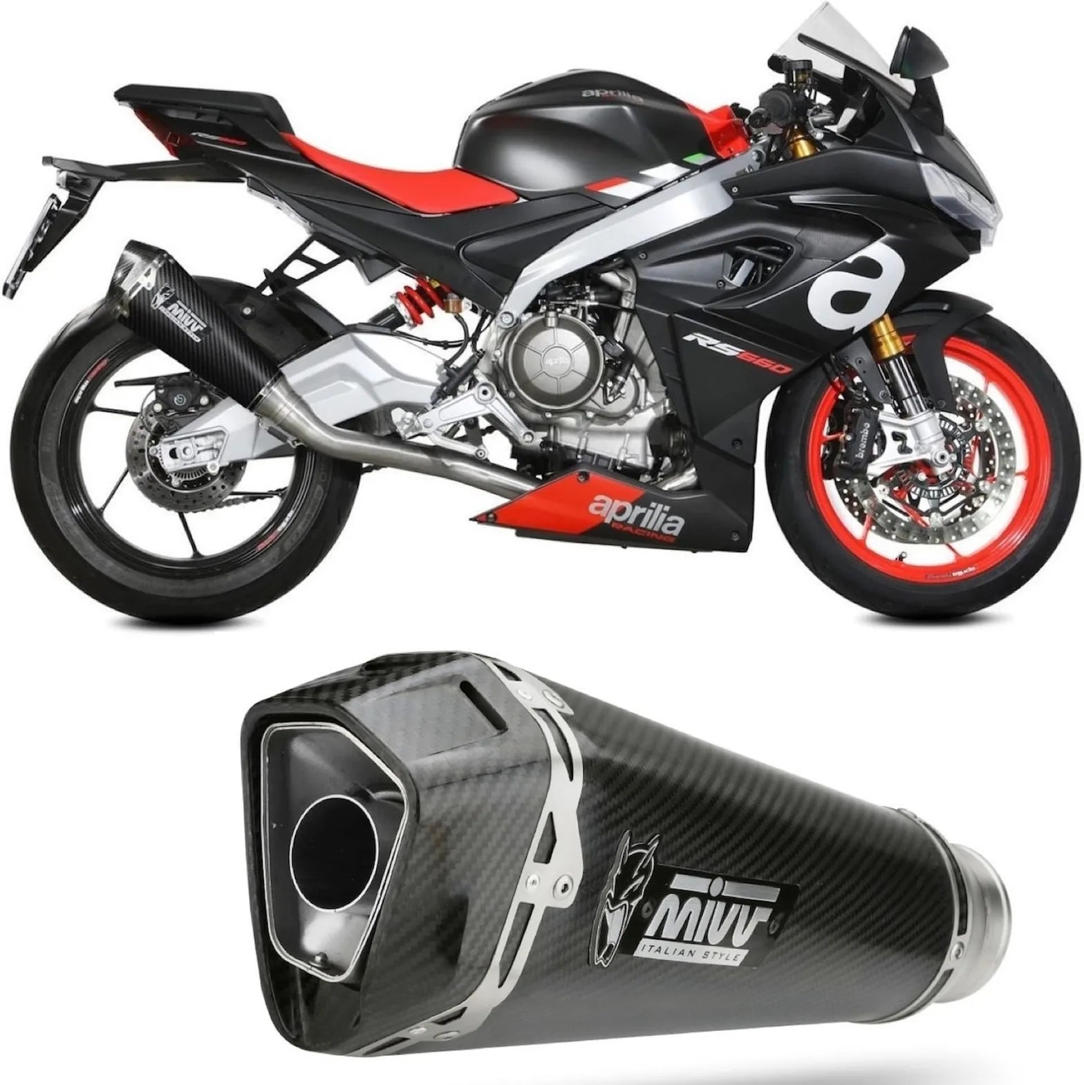 Komplette Auspuffanlage Ohne Katalysator Und Ohne Geräuschzulassung Delta Race Carbon Carbon - Mivv Kompatibel Mit Aprilia Tuono 660 (2021-2024)