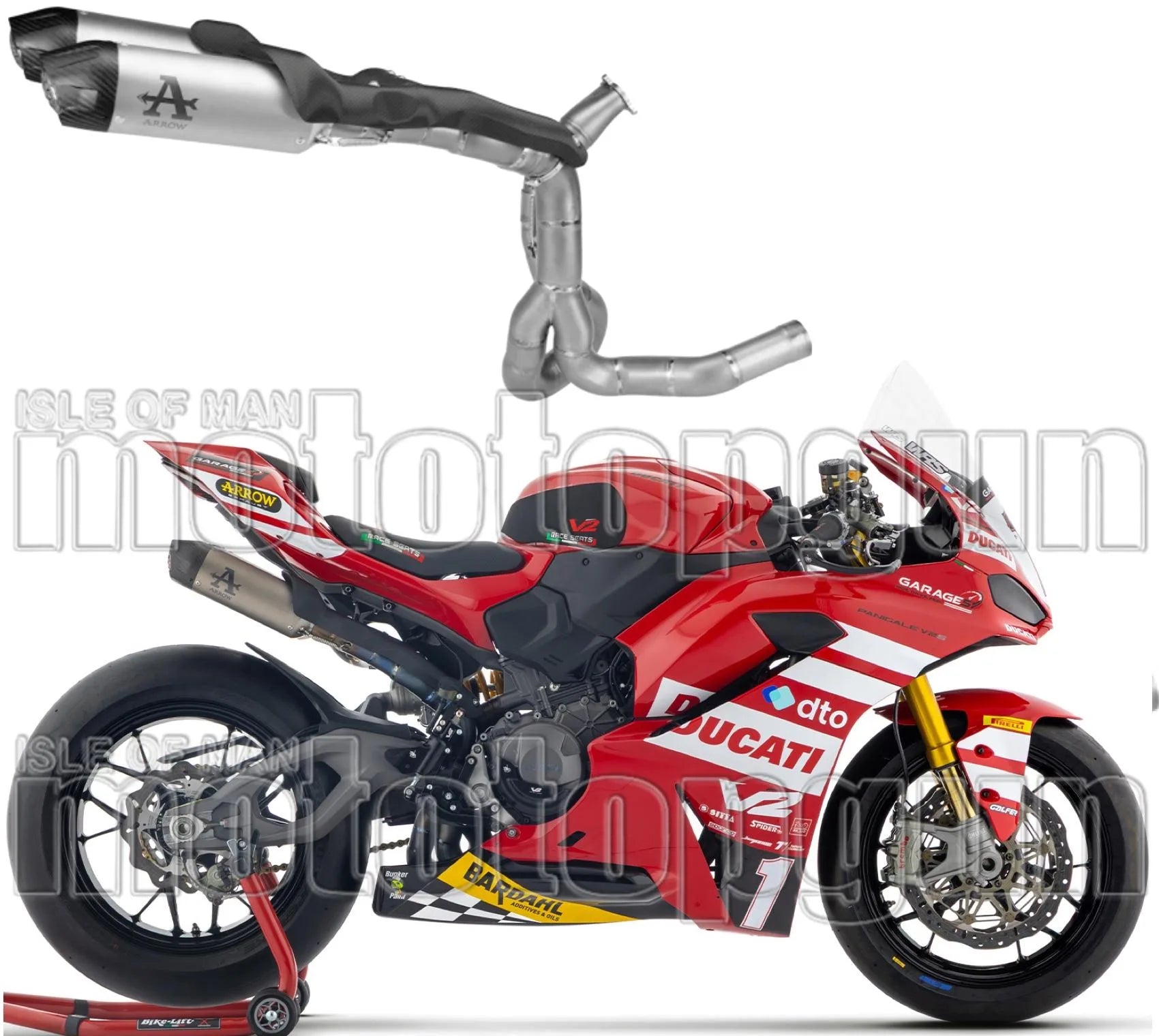 Komplette Auspuffanlage Ohne Katalysator Und Ohne Geräuschzulassung Round Competition Titan Endkappe Carby - Arrow Special Parts Kompatibel Mit Ducati Panigale V2 / S (2025-2026)