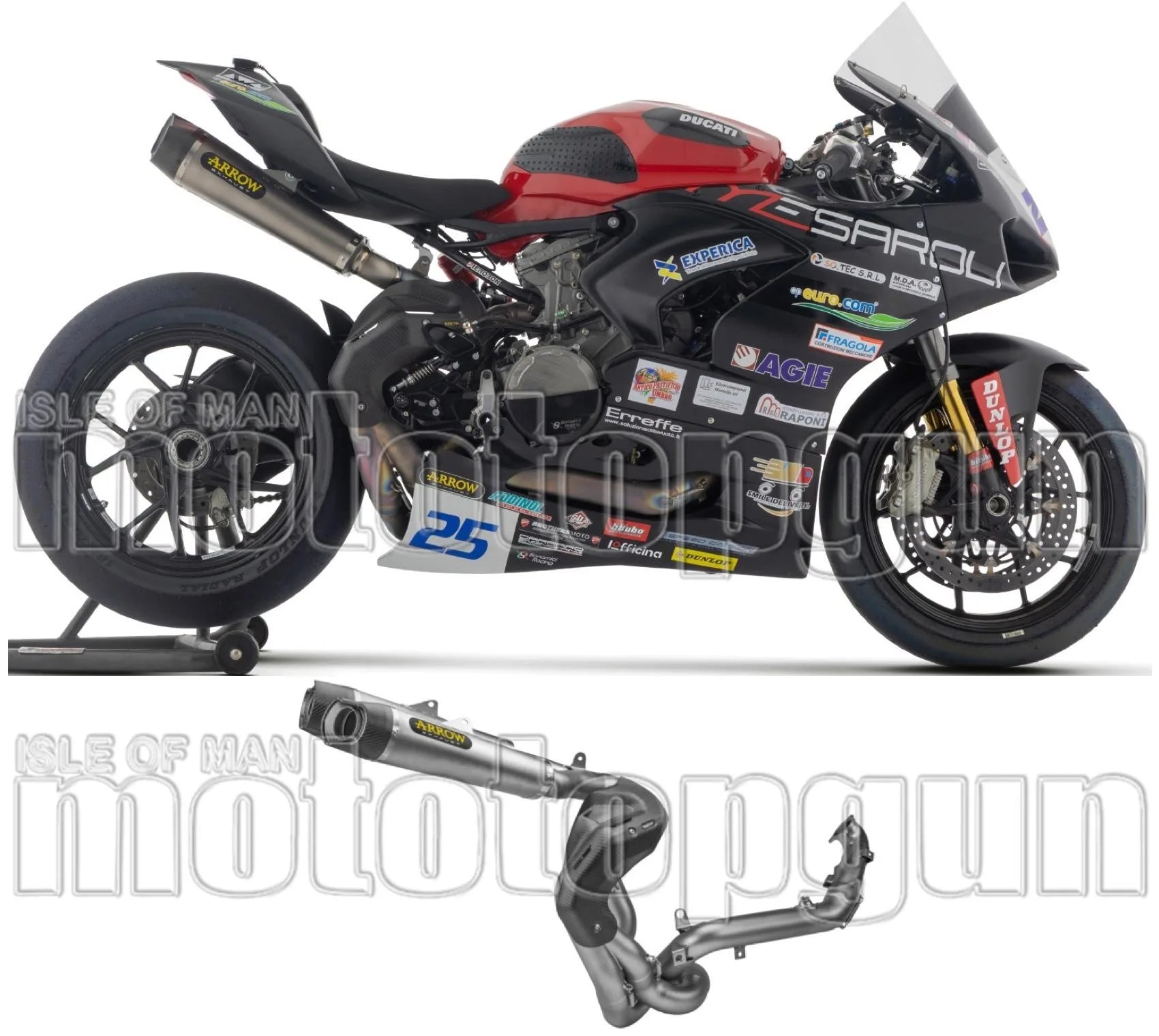Komplette Auspuffanlage Ohne Katalysator Und Ohne Geräuschzulassung Indy-Race Competition Evo 2 Titan Endkappe Carby - Arrow Special Parts Kompatibel Mit Ducati Panigale V2 (2020-2024)