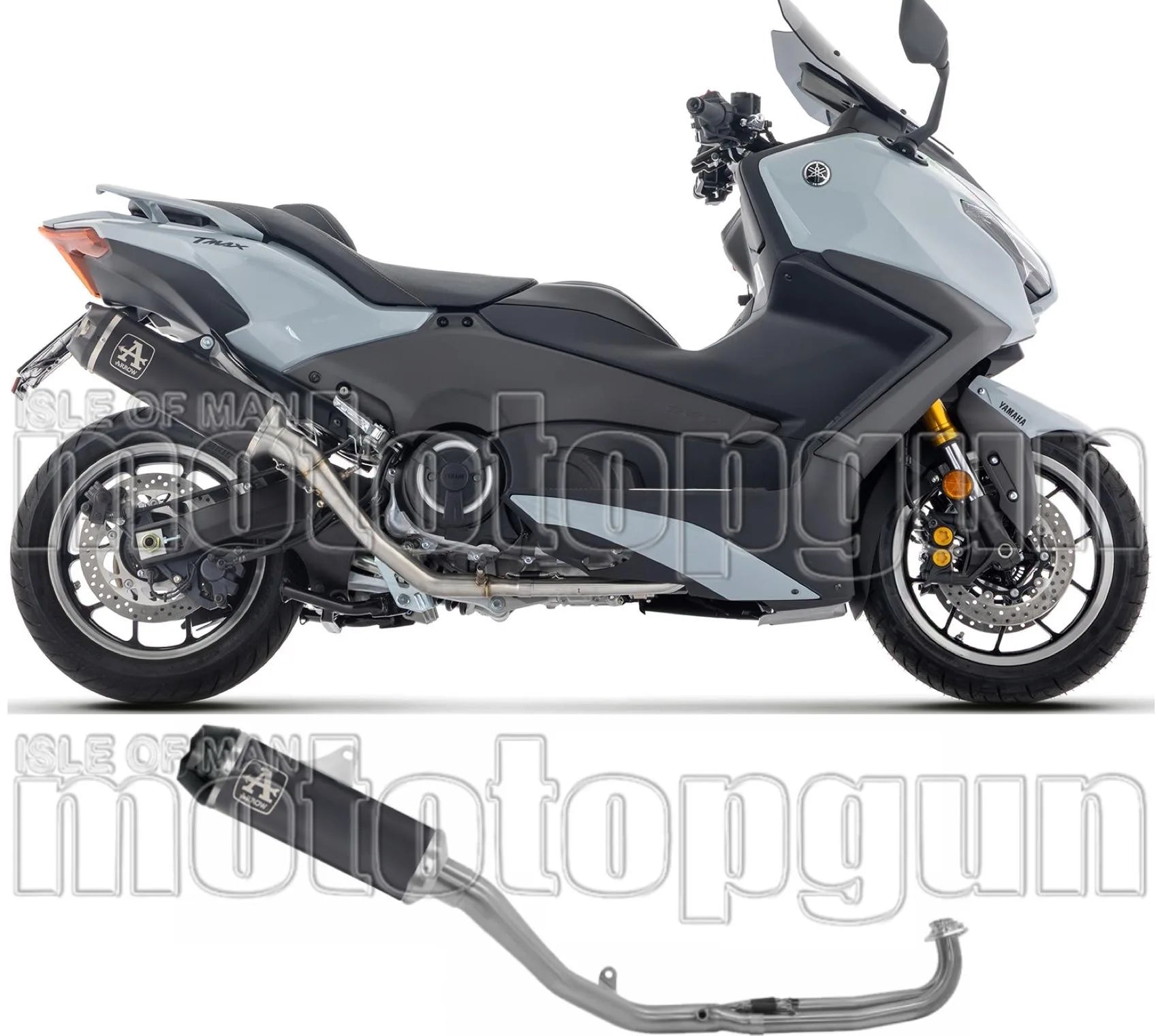 Komplette Auspuffanlage Ohne Katalysator Und Ohne Geräuschzulassung Indy-Race Titan Schwarz Endkappe Carby - Arrow Special Parts Kompatibel Mit Yamaha T-Max 560 (2025-2026)