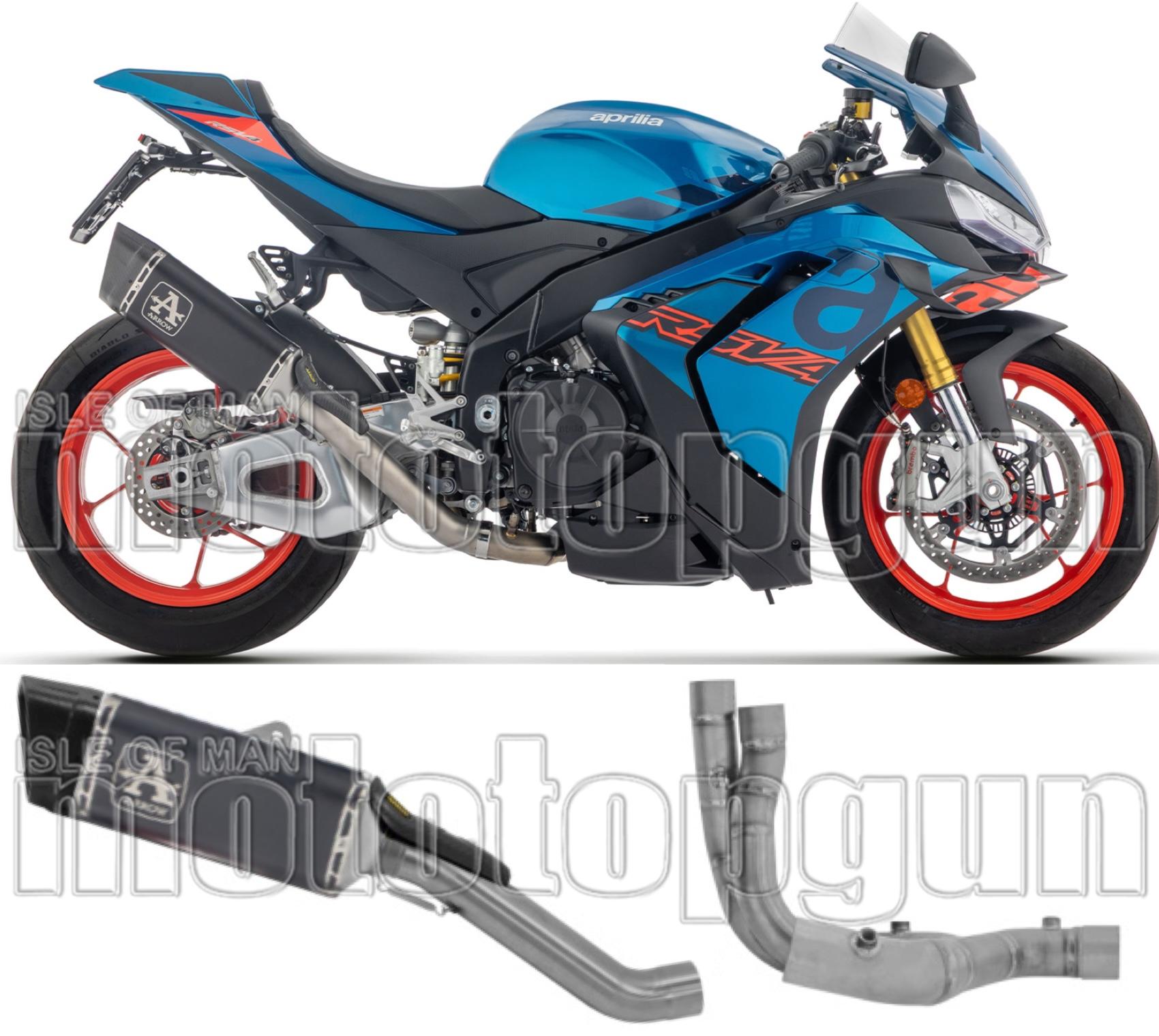 Complete Exhaust System Without Catalytic Converter And Without Sound Certification Pista Black Titanium Carby End Cap - Arrow Special Parts Compatible With Aprilia Rsv4 (2025-2026)