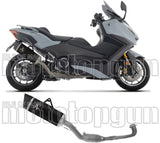 Komplette Auspuffanlage Ohne Katalysator Und Ohne Geräuschzulassung Pista Aluminium Schwarz Endkappe Carby - Arrow Special Parts Kompatibel Mit Yamaha T-Max 560 (2025-2026)