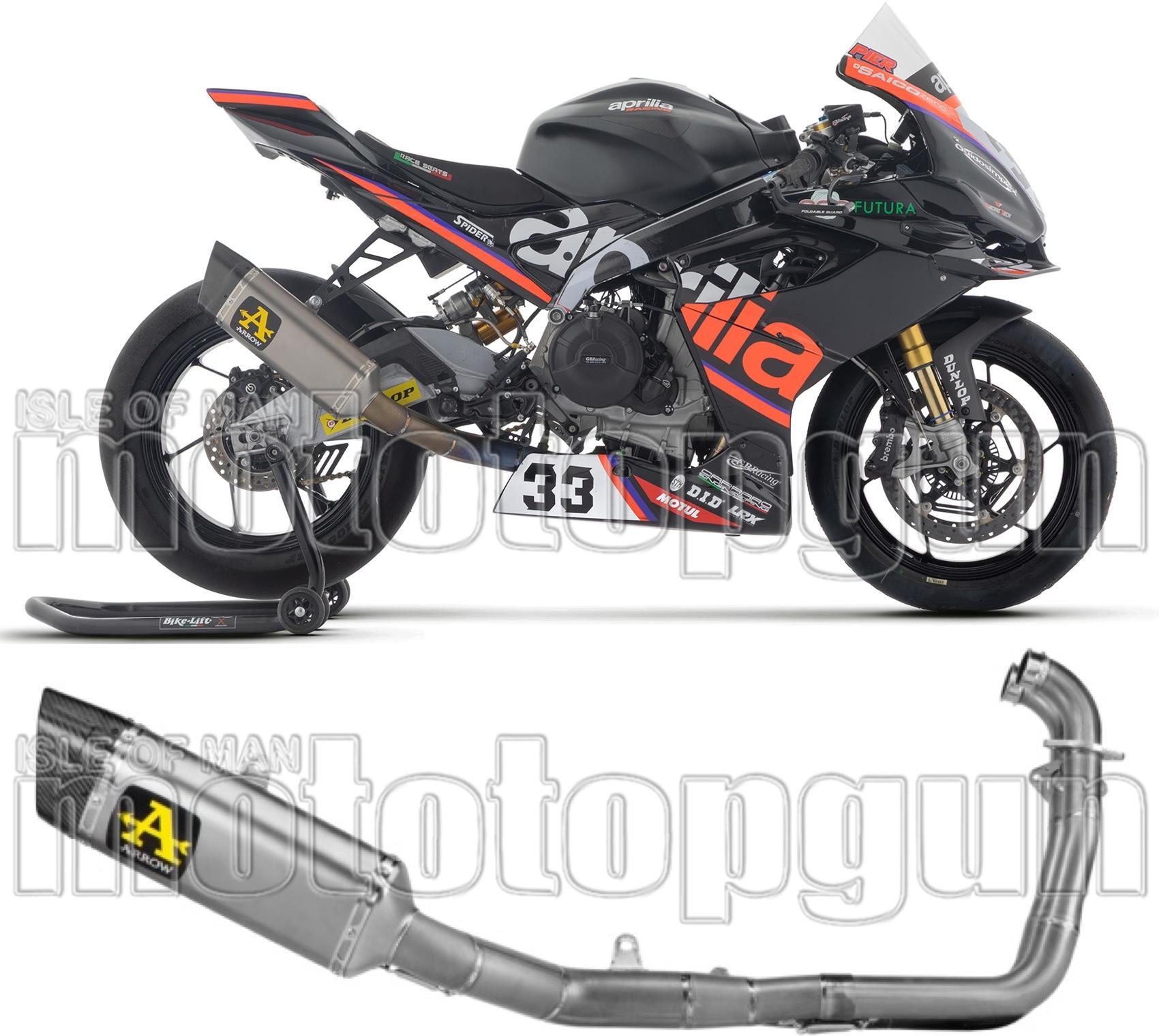 Complete Exhaust System Without Catalytic Converter And Without Sound Certification Pista Competition Sport Bike Titanium Carby End Cap - Arrow Special Parts Compatible With Aprilia Rs 660 (2025-2026)