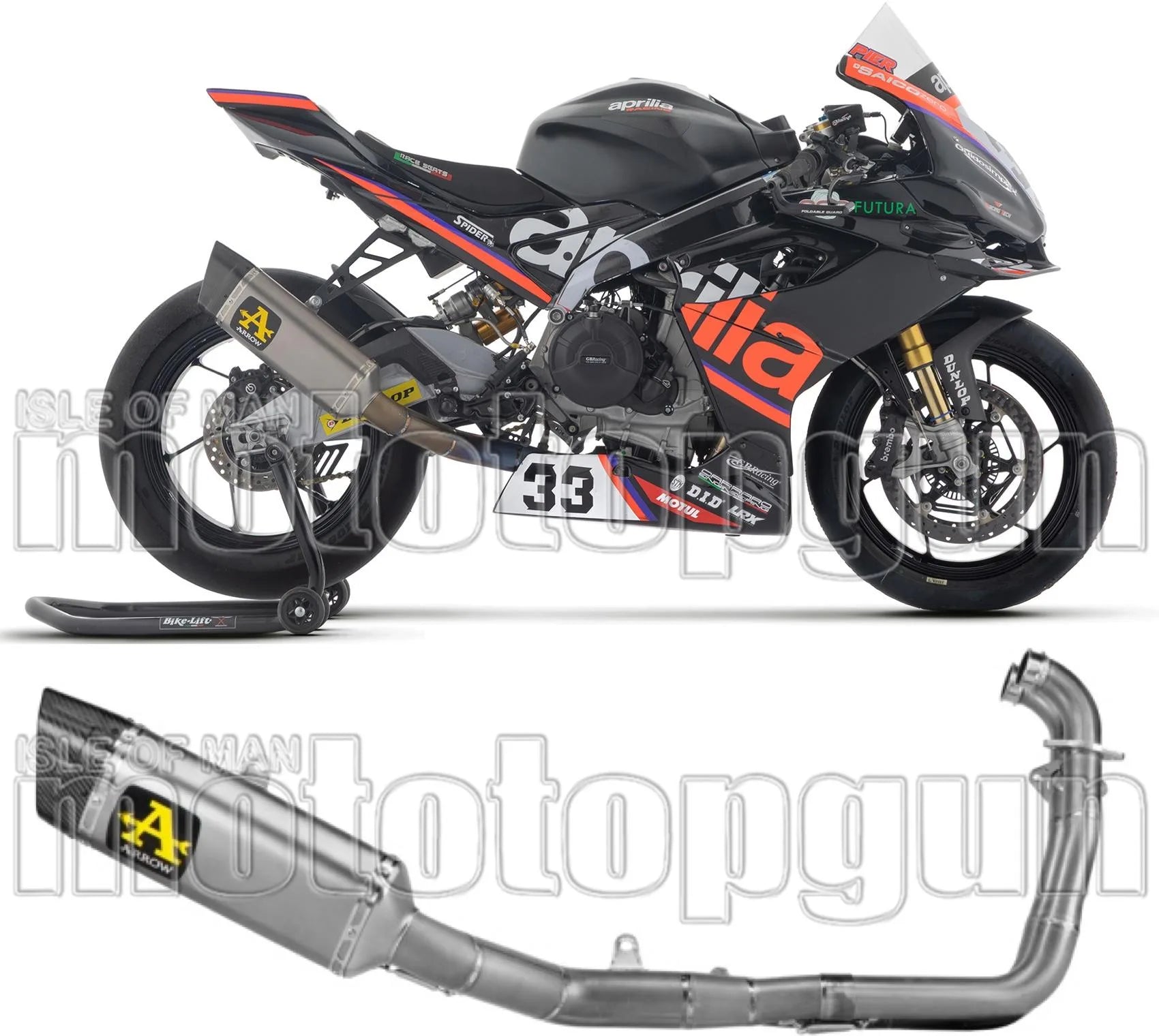 Komplette Auspuffanlage Ohne Katalysator Und Ohne Geräuschzulassung Pista Competition Sport Bike Titan Endkappe Carby - Arrow Special Parts Kompatibel Mit Aprilia Rs 660 (2025-2026)