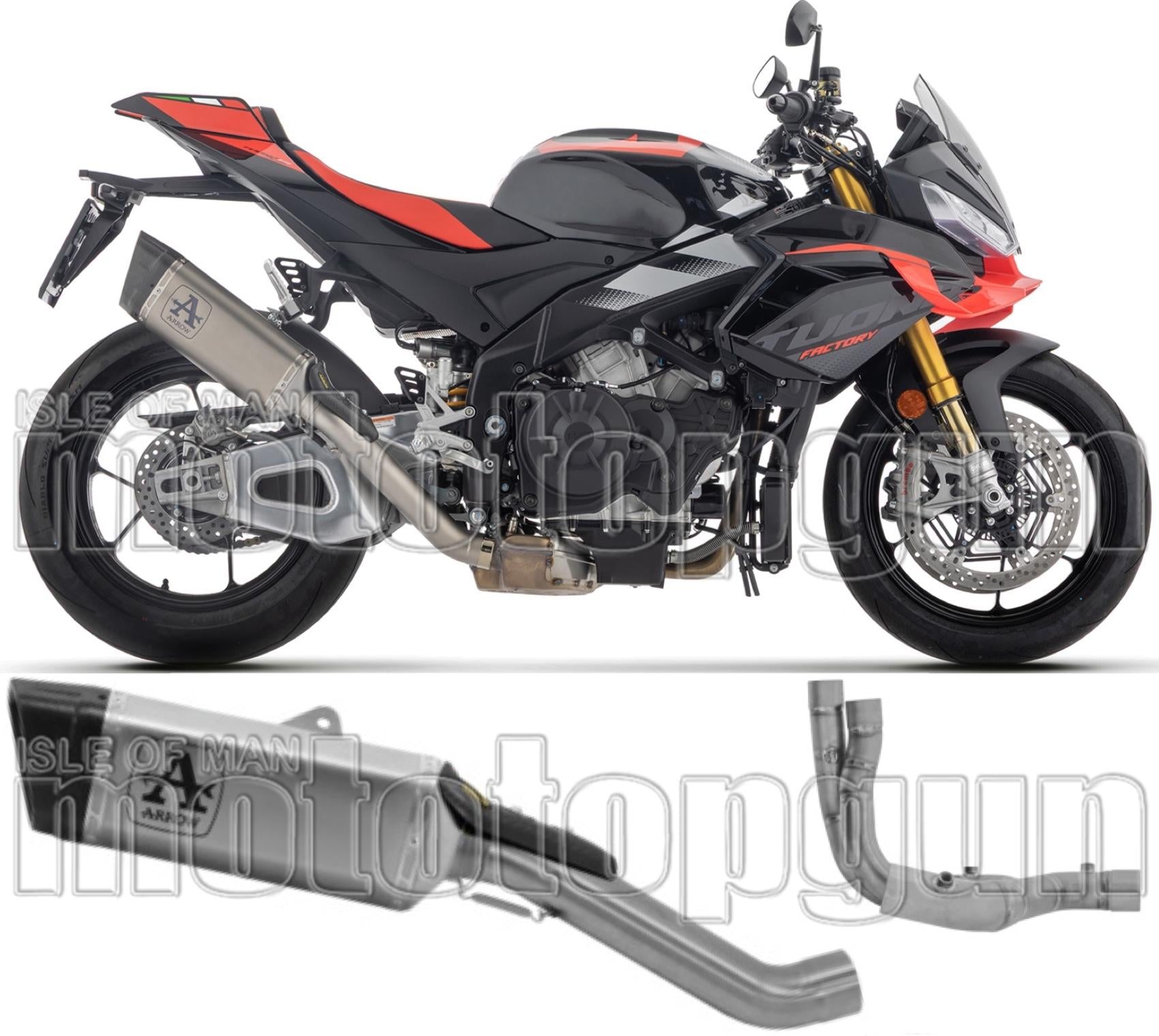 Complete Exhaust System Without Catalytic Converter And Without Sound Certification Pista Titanium Carby End Cap - Arrow Special Parts Compatible With Aprilia Tuono V4 1100 (2025-2026)