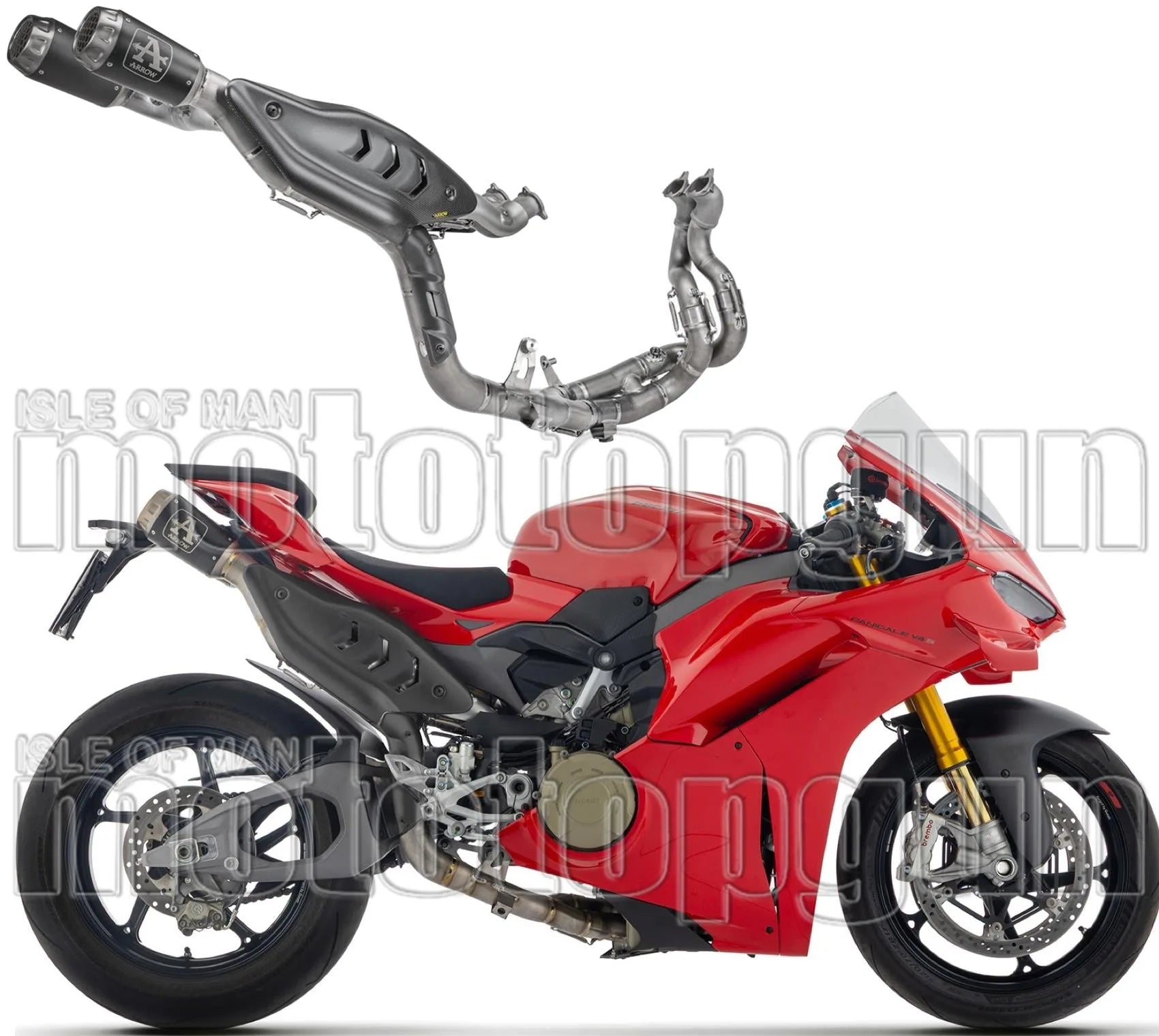 Komplette Auspuffanlage Ohne Katalysator Und Ohne Geräuschzulassung Pro-Race Competition Evo Titan Schwarz Endkappe Net - Arrow Special Parts Kompatibel Mit Ducati Panigale V4 (2025-2026)